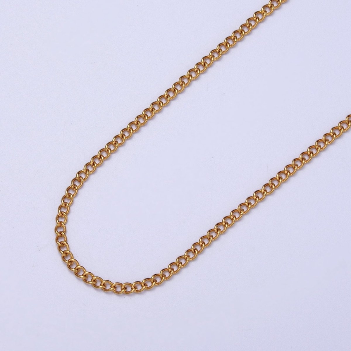 24K Gold Filled Mini 2mm Curb Unfinished Chain in Gold & Silver | ROLL-943 ROLL-944 Clearance Pricing
