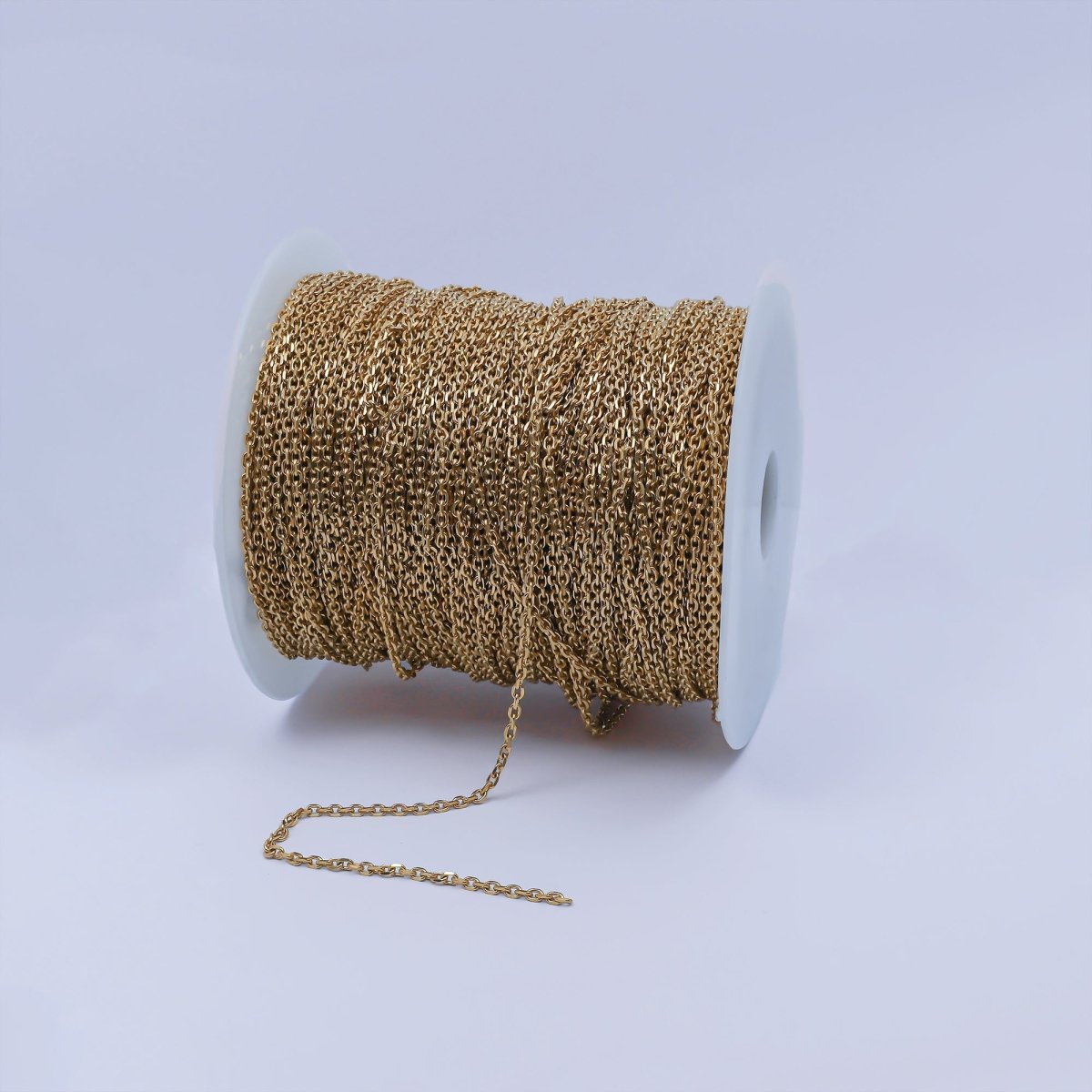 24K Gold Filled Mini 2mm Flat Cable Link Unfinished Chain | ROLL - 948 Clearance Pricing - DLUXCA