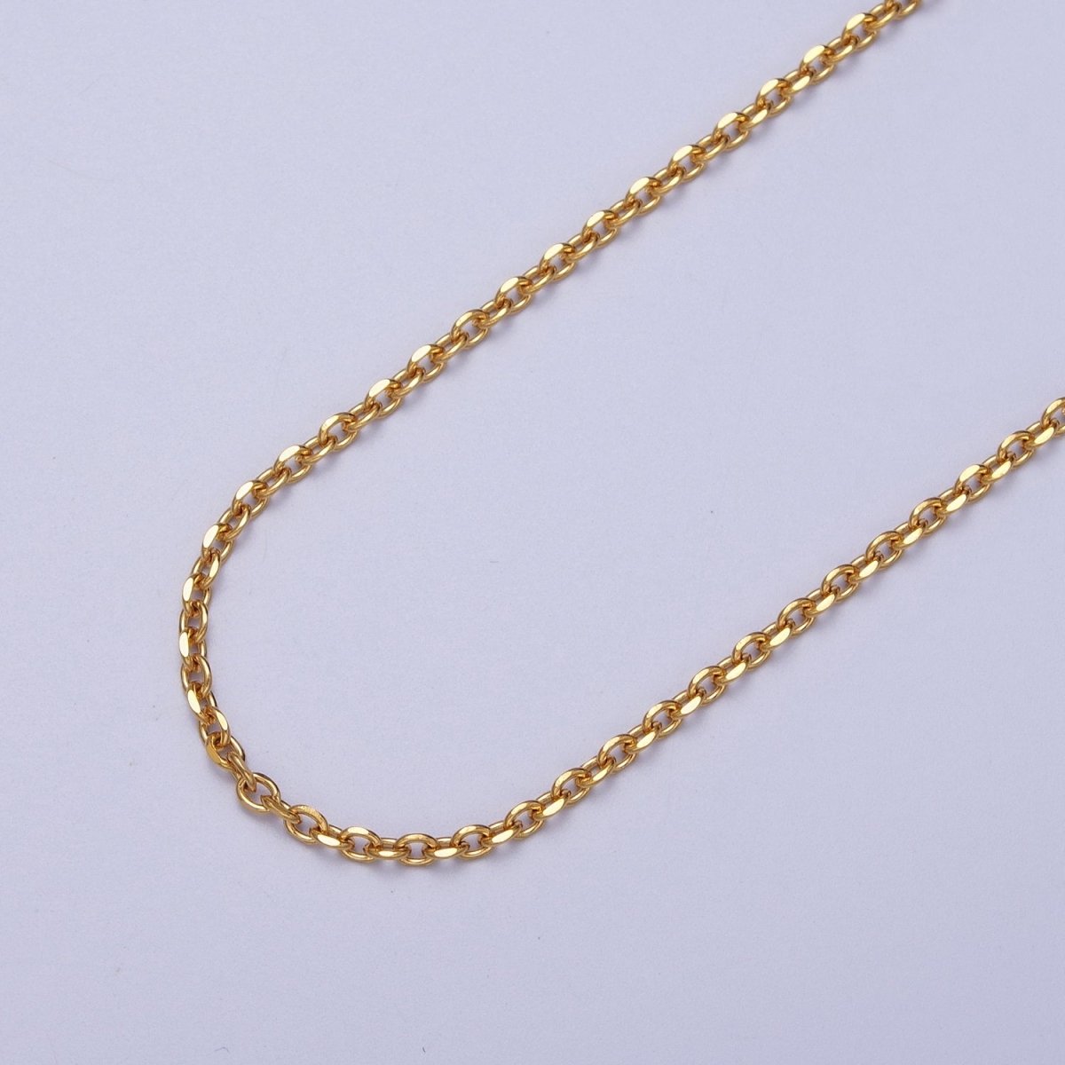 24K Gold Filled Mini 2mm Flat Cable Link Unfinished Chain | ROLL-948 Clearance Pricing - DLUXCA