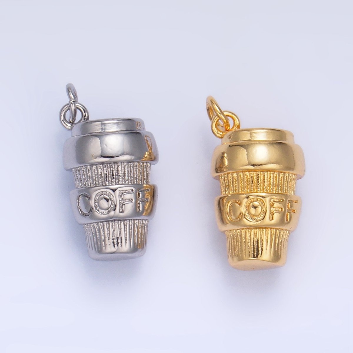 24K Gold Filled Mini 3D Multidimensional Coffee Tumbler Drink Charm in Gold & Silver | W670