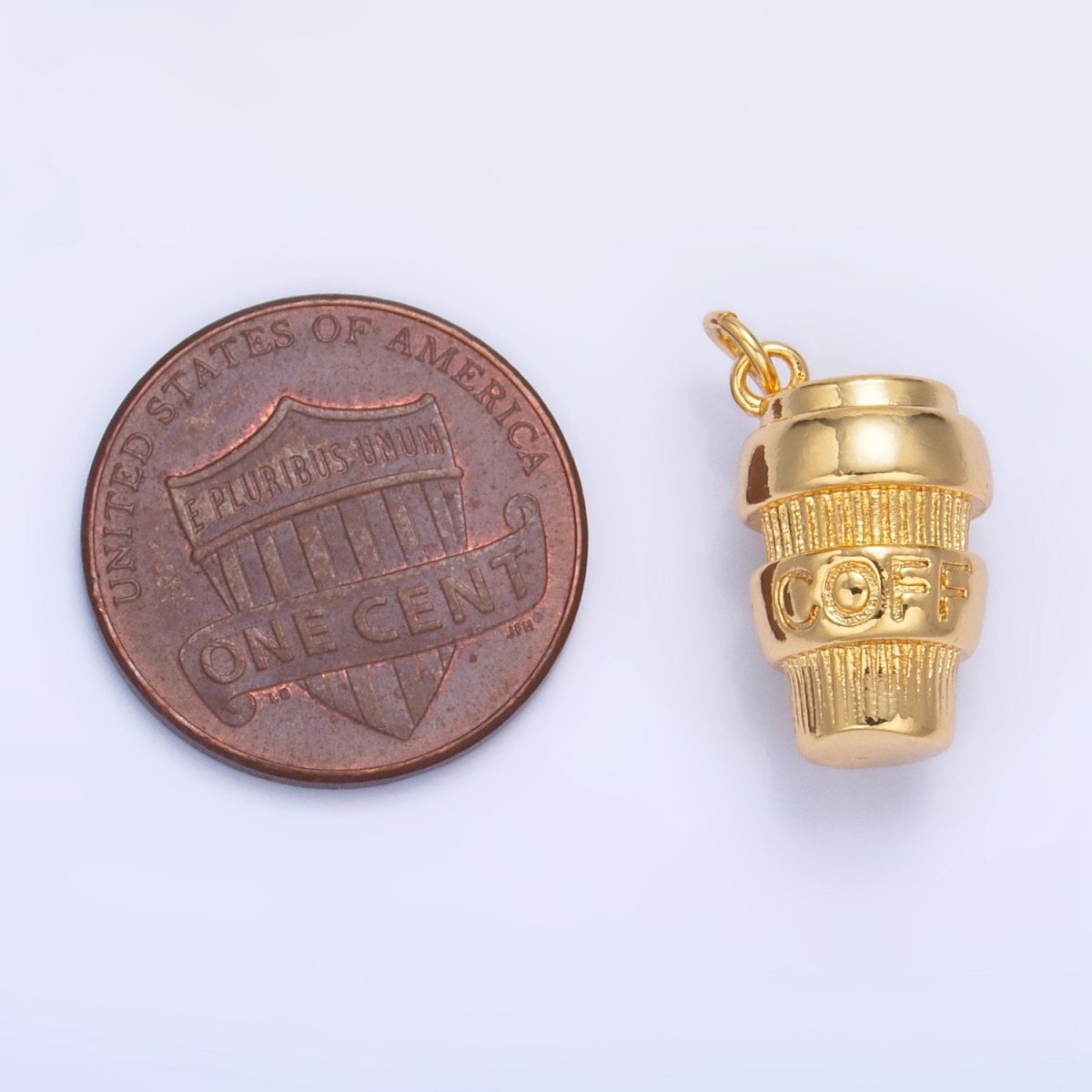 24K Gold Filled Mini 3D Multidimensional Coffee Tumbler Drink Charm in Gold & Silver | W670