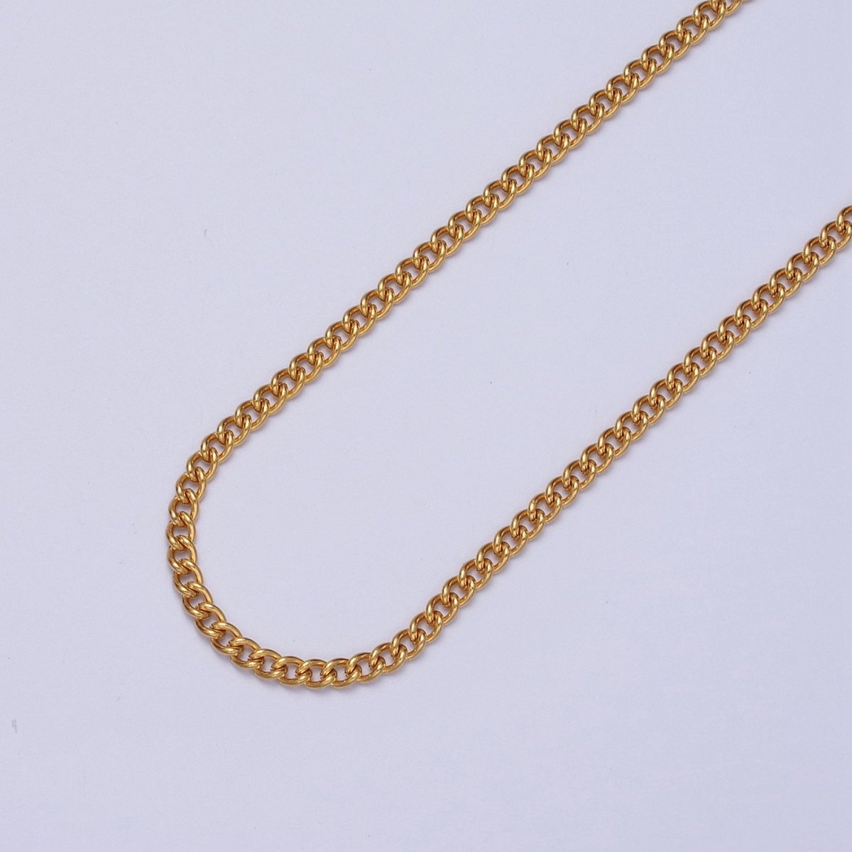 24K Gold Filled Mini 3mm Curb Unfinished Chain in Gold & Silver | ROLL-941 ROLL-942 Clearance Pricing