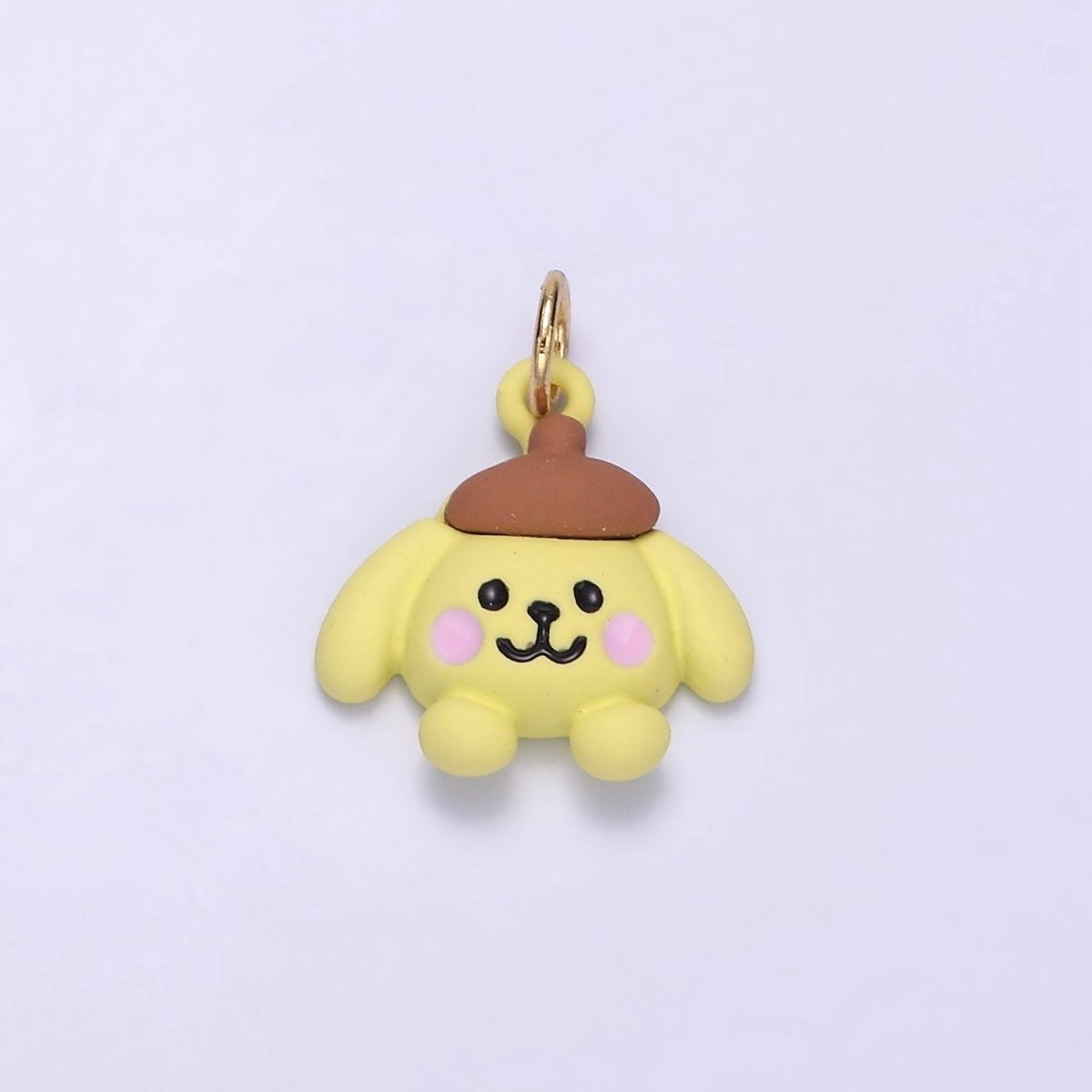 24K Gold Filled Mini Bear Dog Yellow Enamel Animal Charm | D030 - DLUXCA
