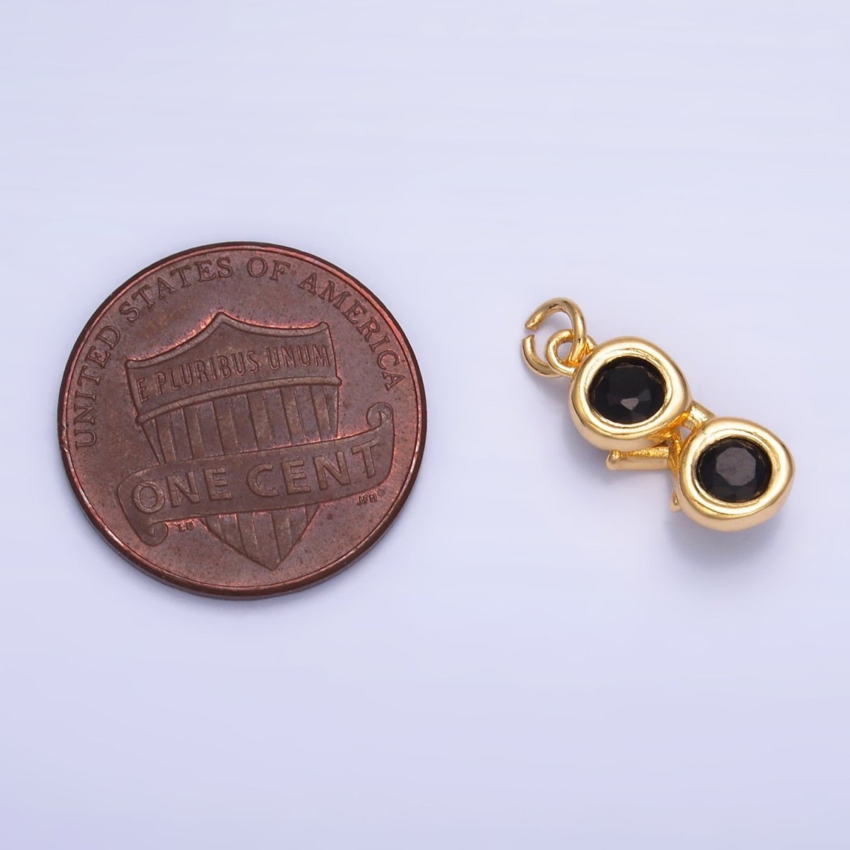 24K Gold Filled Mini Black CZ Sunglasses 3D Multidimensional Charm in Gold & Silver | W366