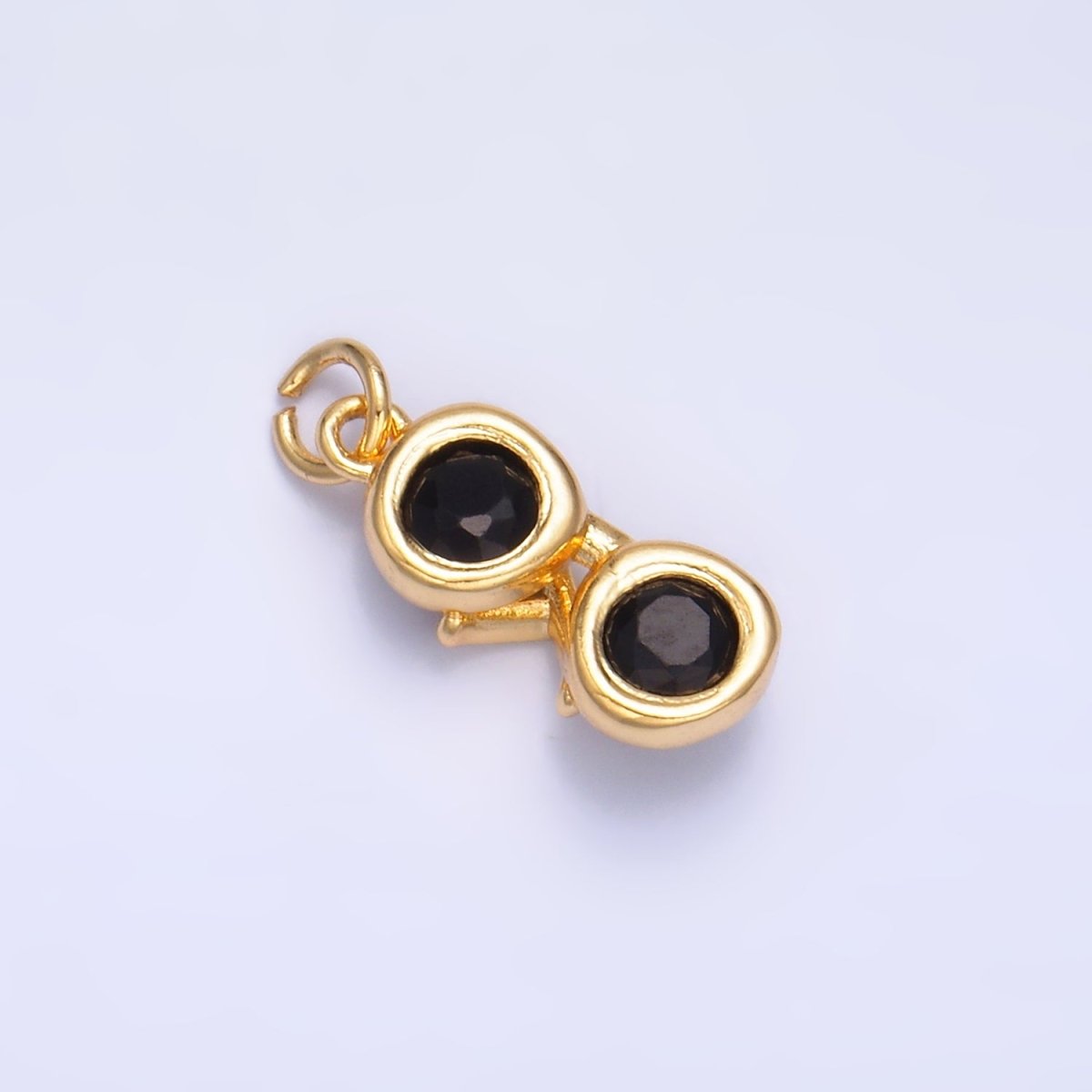 24K Gold Filled Mini Black CZ Sunglasses 3D Multidimensional Charm in Gold & Silver | W366