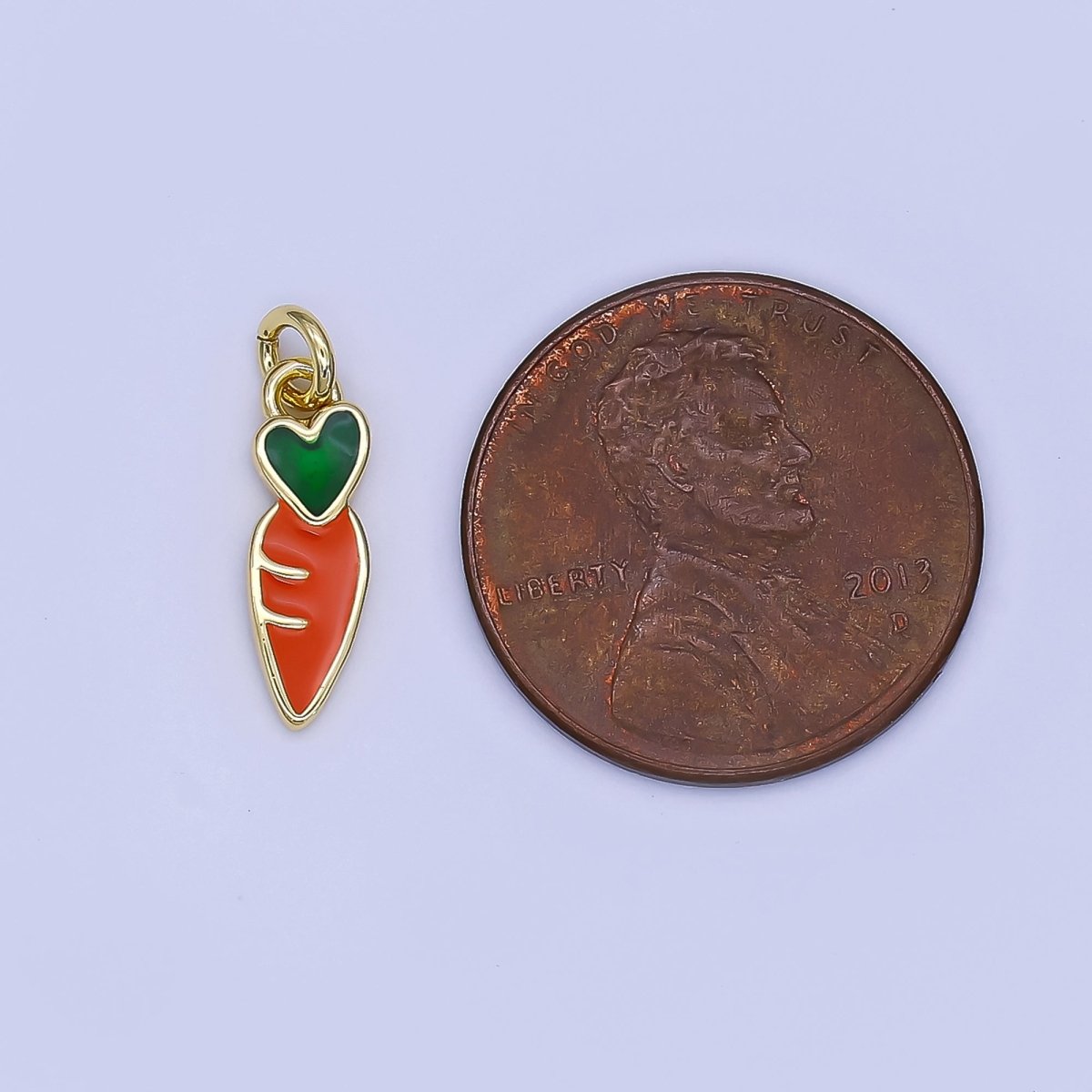 24K Gold Filled Mini Carrot Fruit Enamel Charm | N1773 - DLUXCA