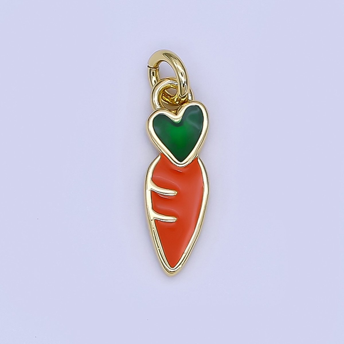 24K Gold Filled Mini Carrot Fruit Enamel Charm | N1773 - DLUXCA