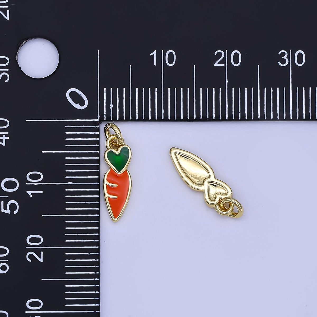 24K Gold Filled Mini Carrot Fruit Enamel Charm | N1773 - DLUXCA
