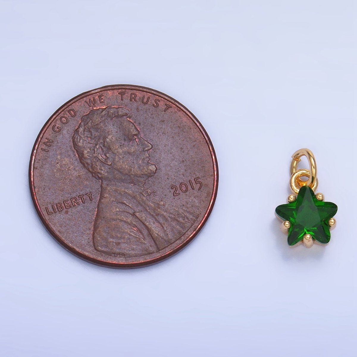 24K Gold Filled Mini Celestial Star CZ Birthstone Charm in Gold & Silver | W028 - W039