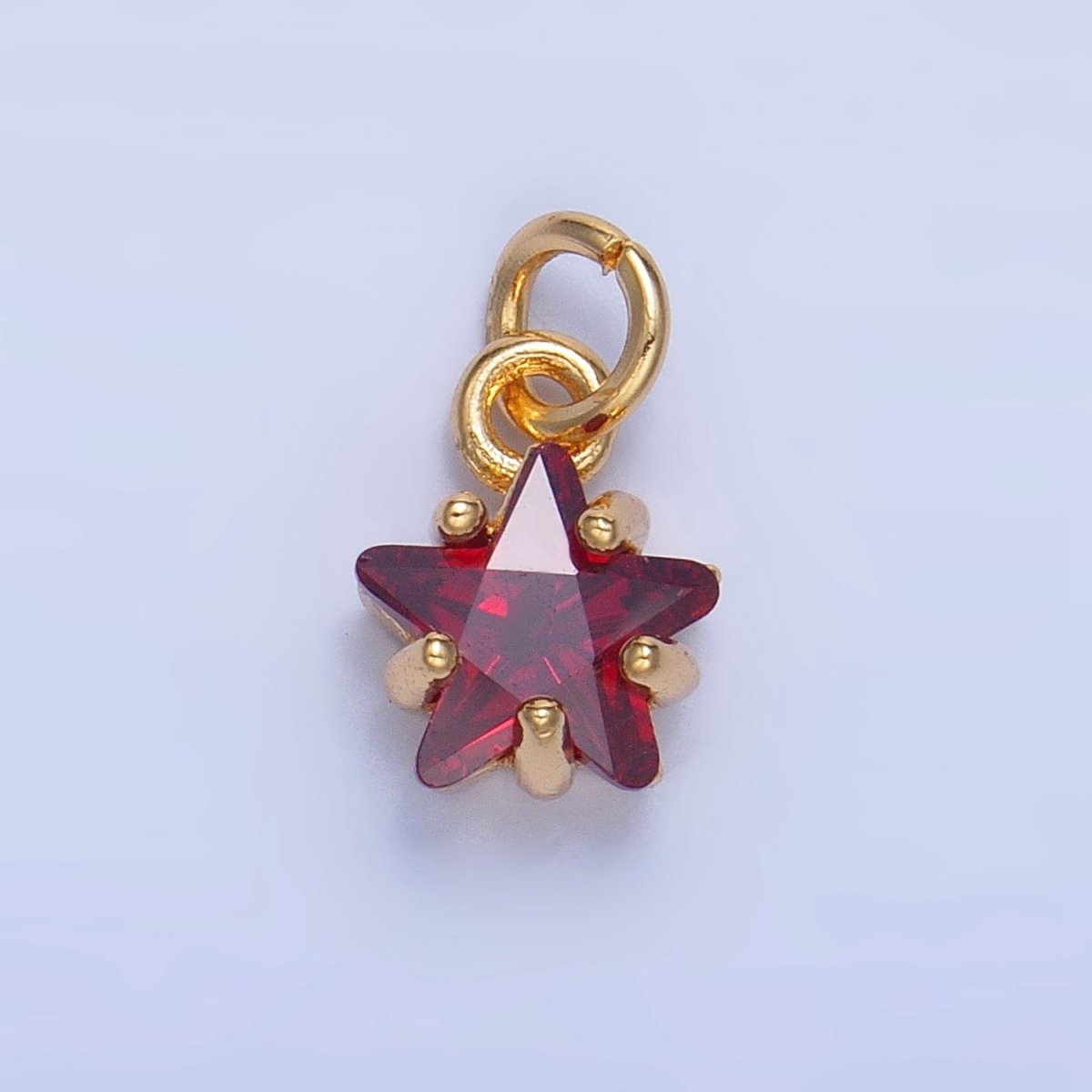 24K Gold Filled Mini Celestial Star CZ Birthstone Charm in Gold & Silver | W028 - W039