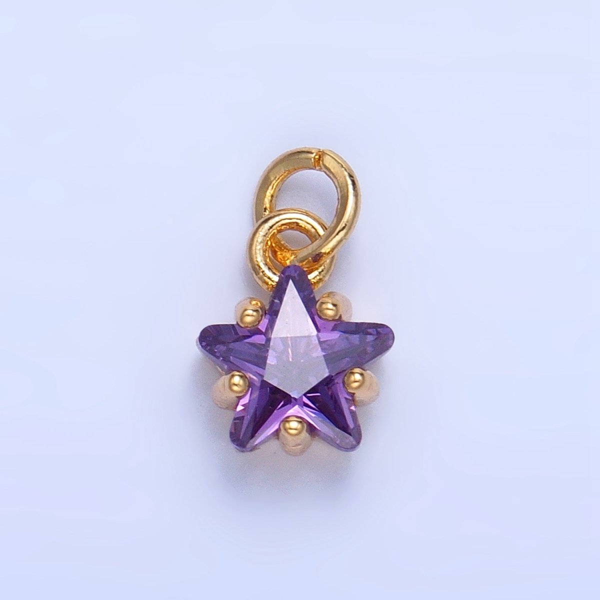 24K Gold Filled Mini Celestial Star CZ Birthstone Charm in Gold & Silver | W028 - W039