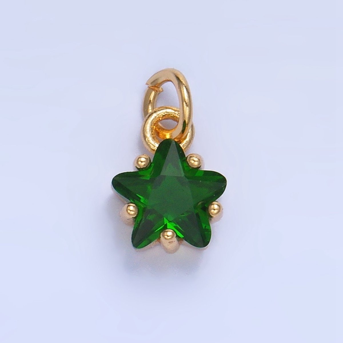 24K Gold Filled Mini Celestial Star CZ Birthstone Charm in Gold & Silver | W028 - W039