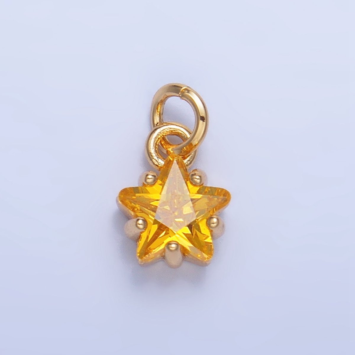 24K Gold Filled Mini Celestial Star CZ Birthstone Charm in Gold & Silver | W028 - W039