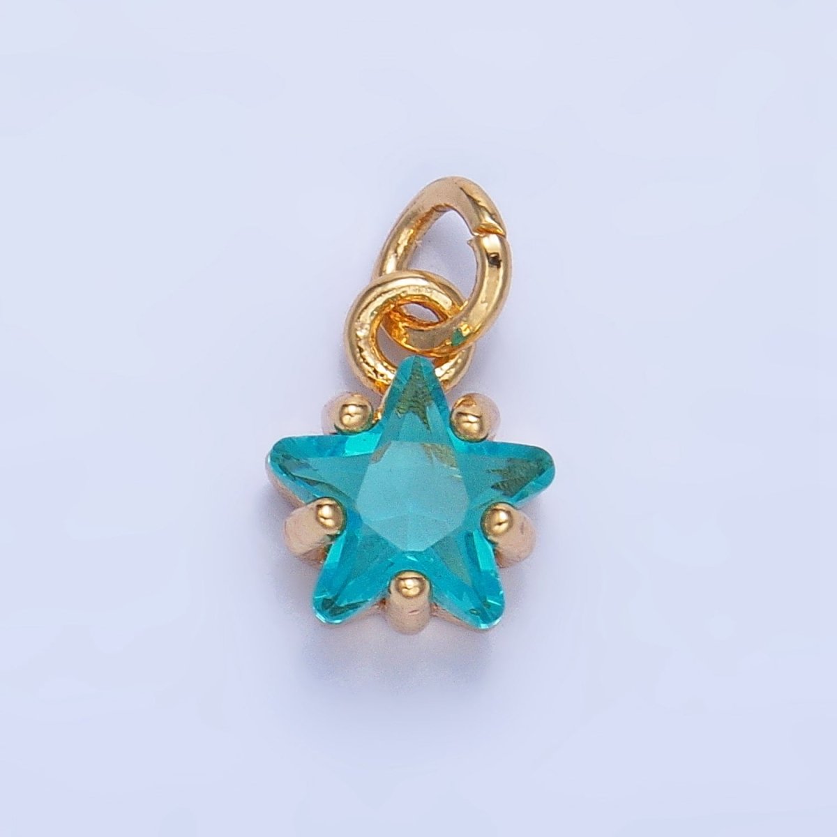 24K Gold Filled Mini Celestial Star CZ Birthstone Charm in Gold & Silver | W028 - W039
