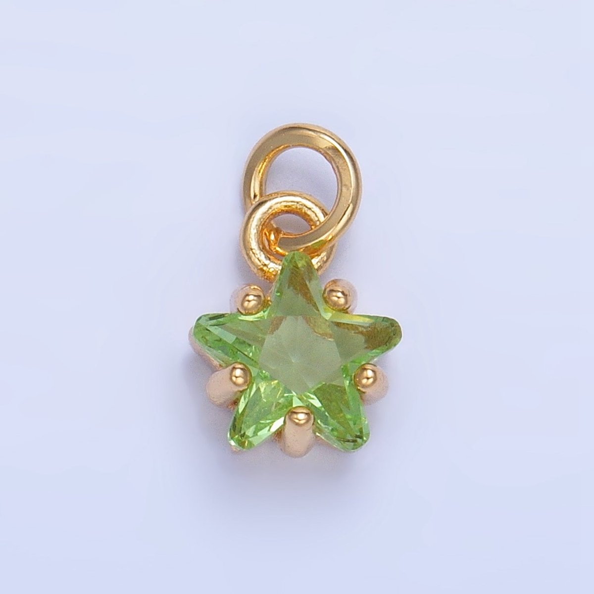 24K Gold Filled Mini Celestial Star CZ Birthstone Charm in Gold & Silver | W028 - W039