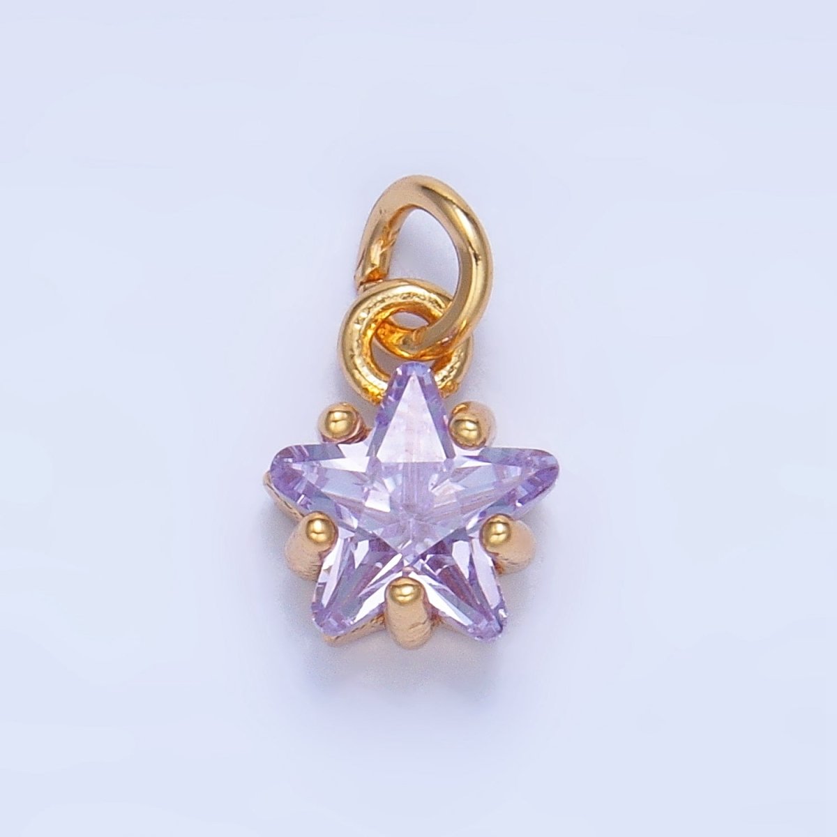 24K Gold Filled Mini Celestial Star CZ Birthstone Charm in Gold & Silver | W028 - W039