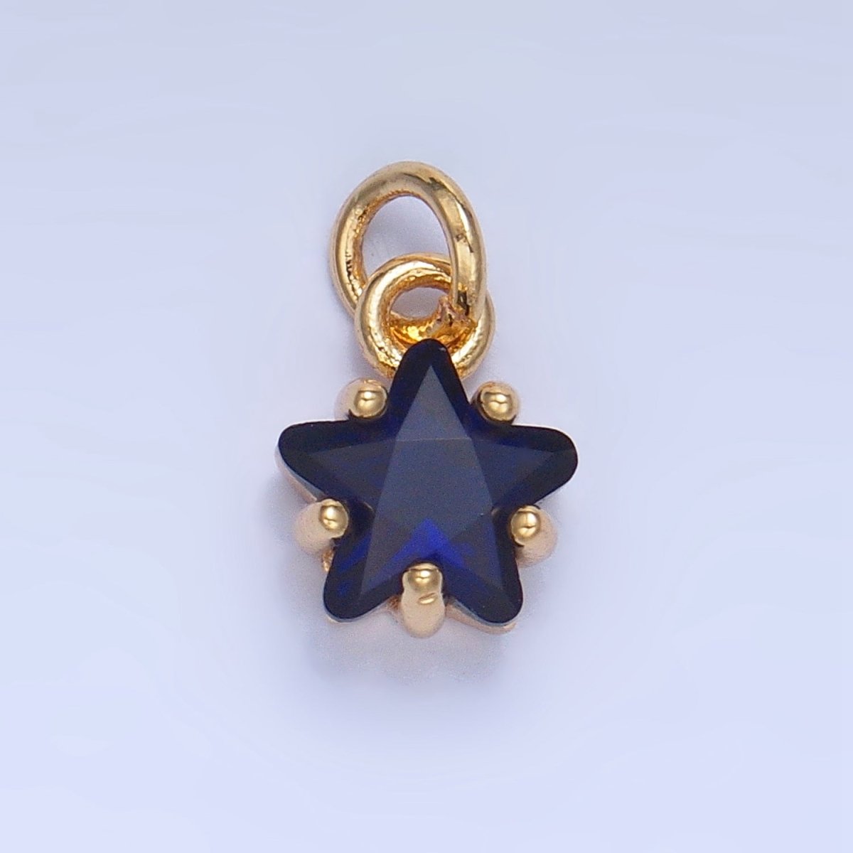 24K Gold Filled Mini Celestial Star CZ Birthstone Charm in Gold & Silver | W028 - W039