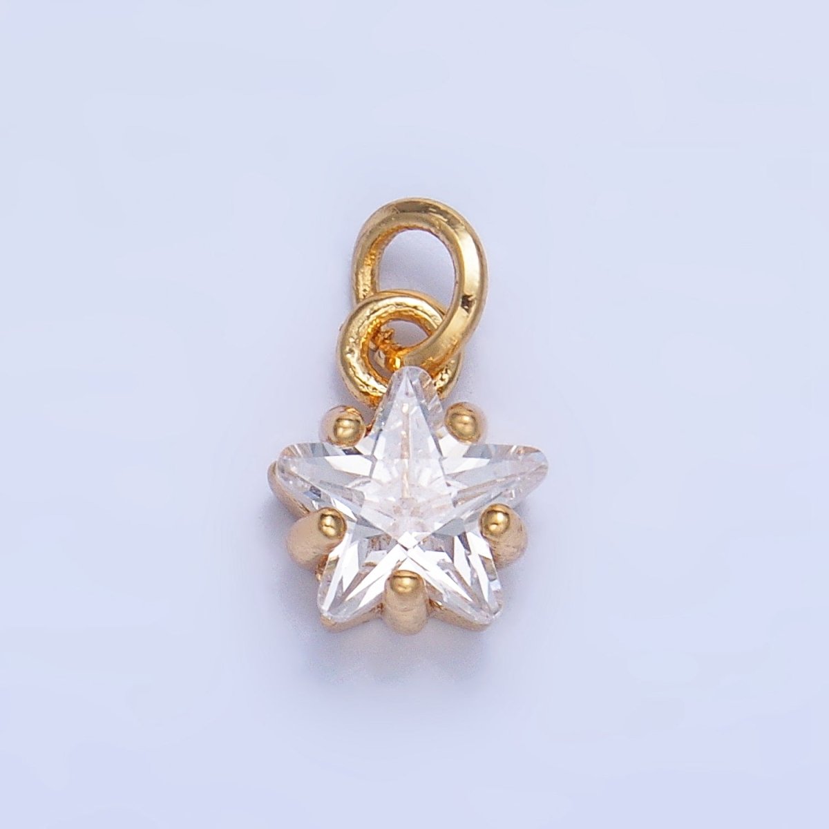 24K Gold Filled Mini Celestial Star CZ Birthstone Charm in Gold & Silver | W028 - W039