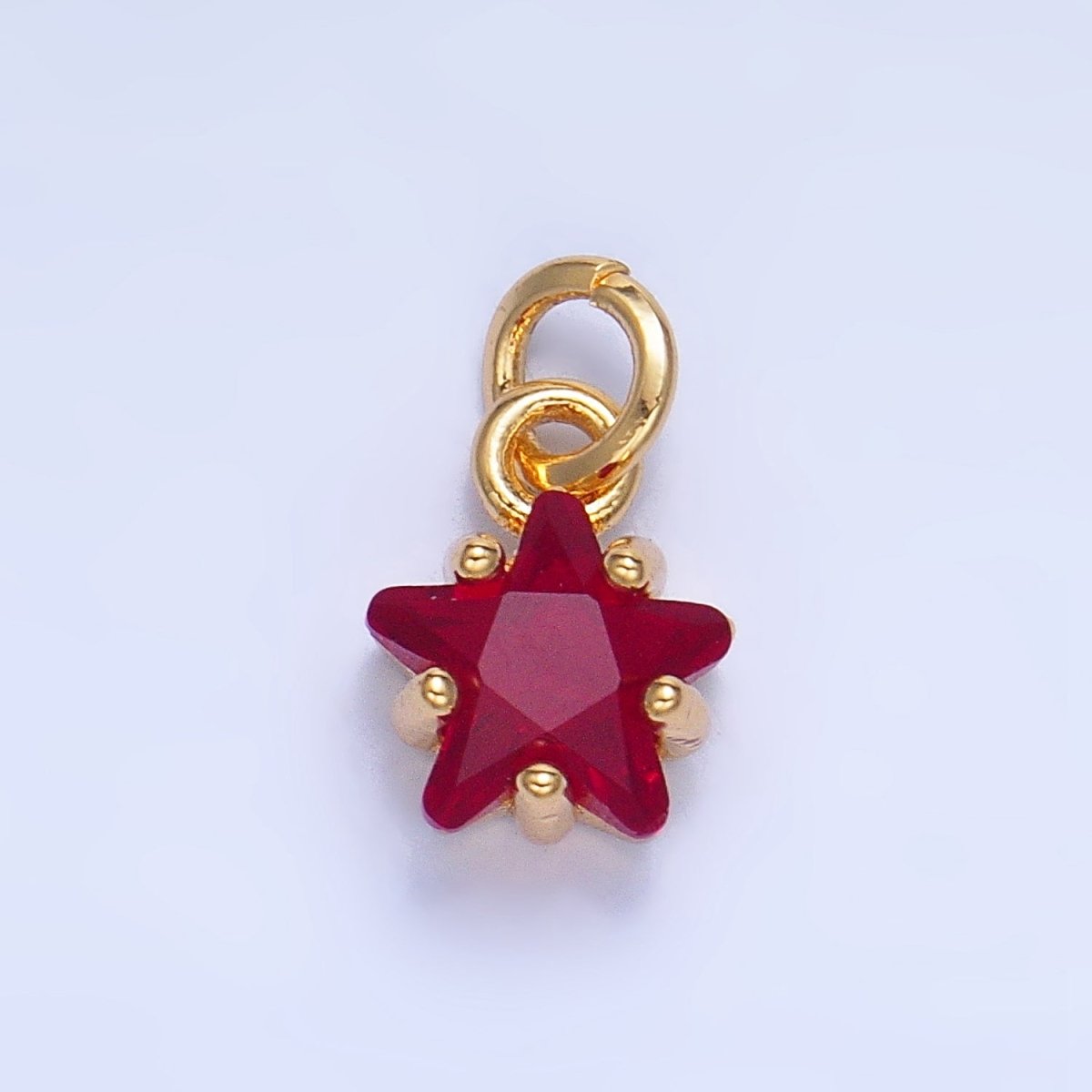24K Gold Filled Mini Celestial Star CZ Birthstone Charm in Gold & Silver | W028 - W039