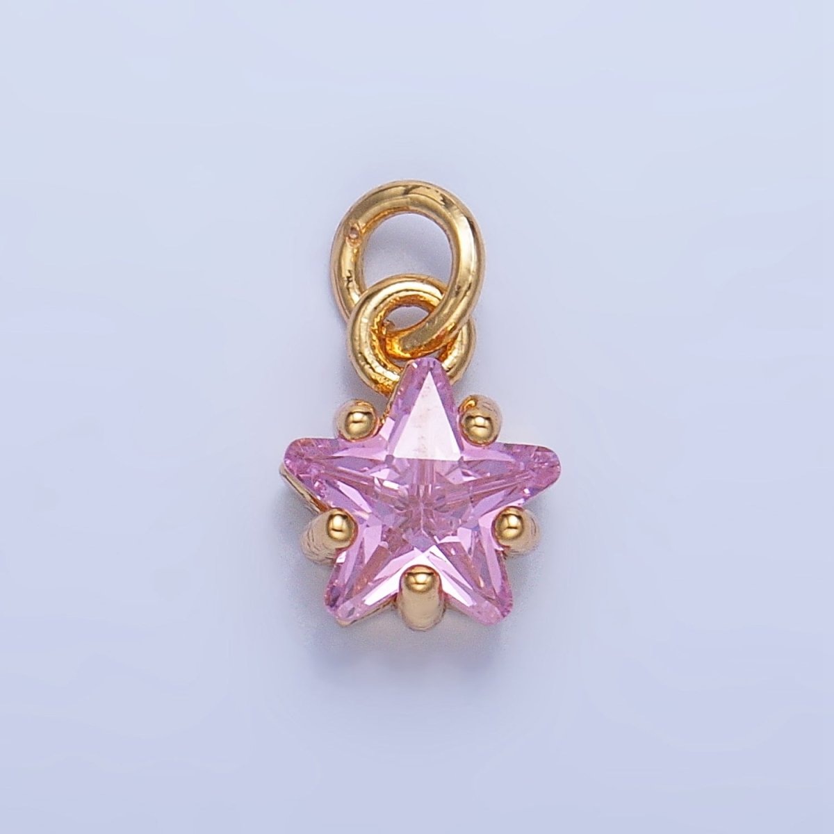 24K Gold Filled Mini Celestial Star CZ Birthstone Charm in Gold & Silver | W028 - W039