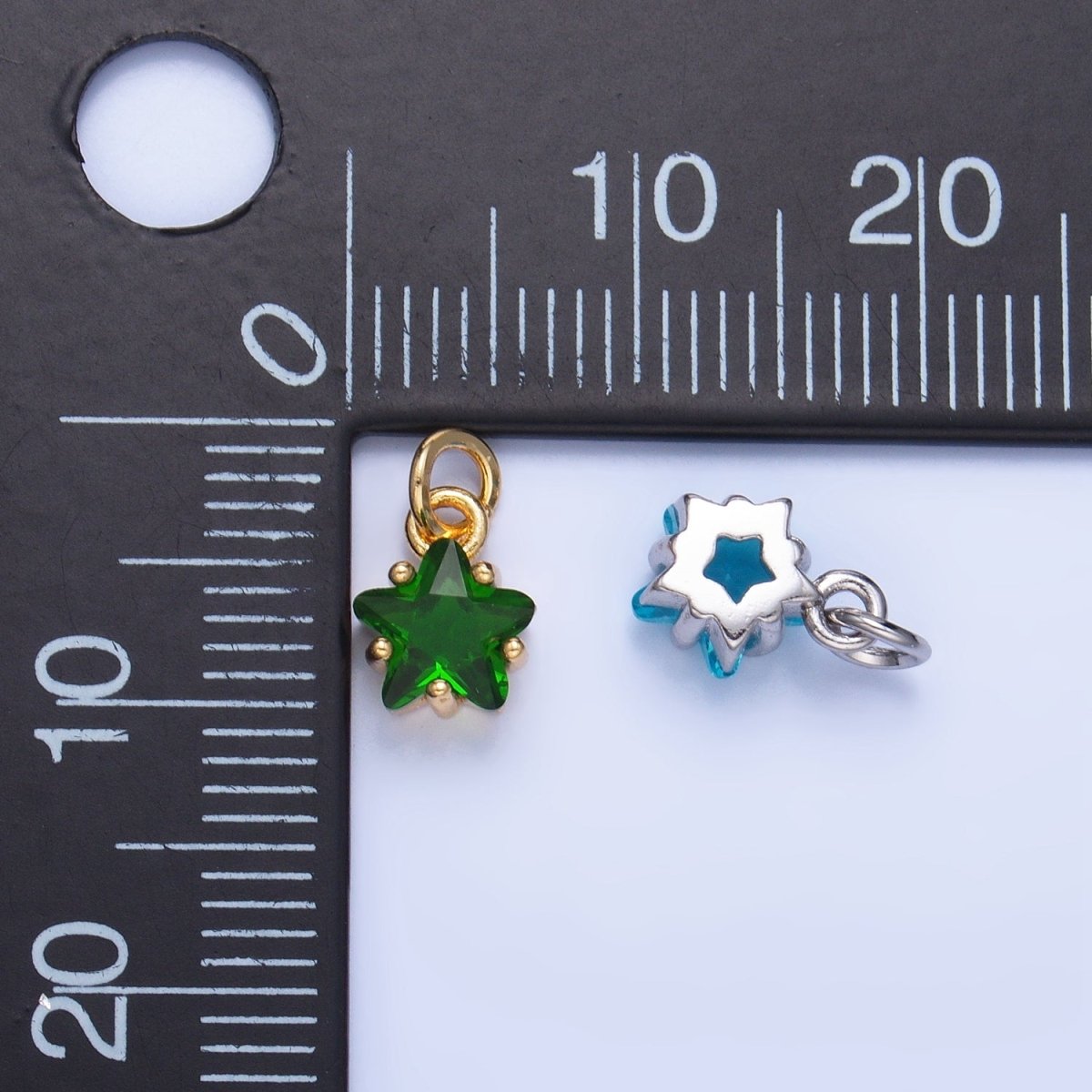 24K Gold Filled Mini Celestial Star CZ Birthstone Charm in Gold & Silver | W028 - W039