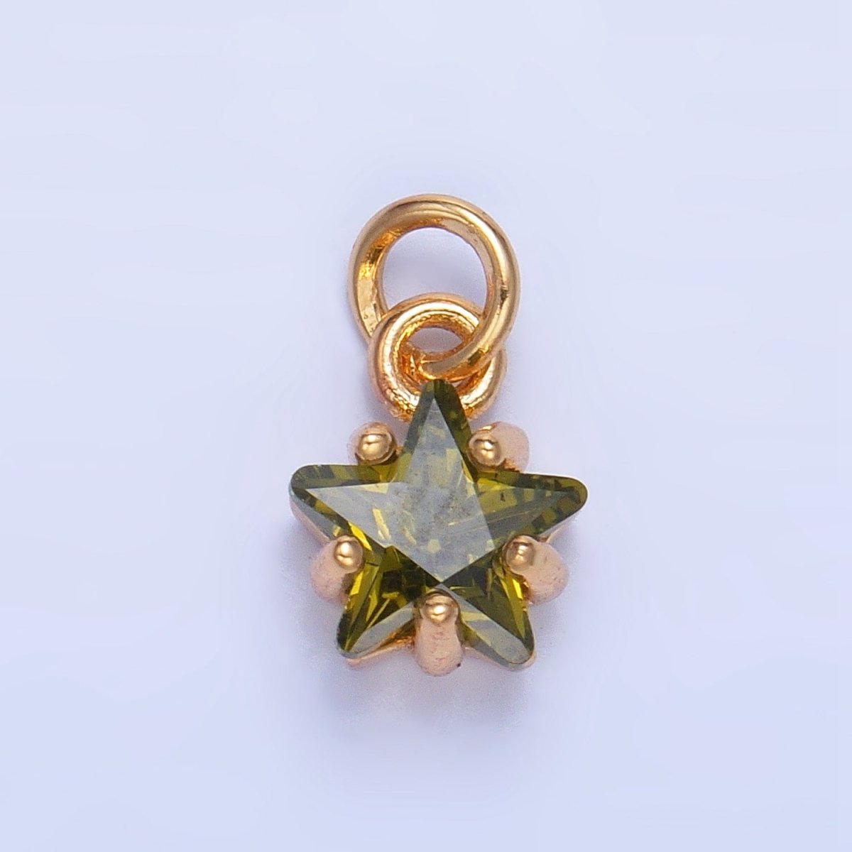 24K Gold Filled Mini Celestial Star CZ Birthstone Charm in Gold & Silver | W028 - W039