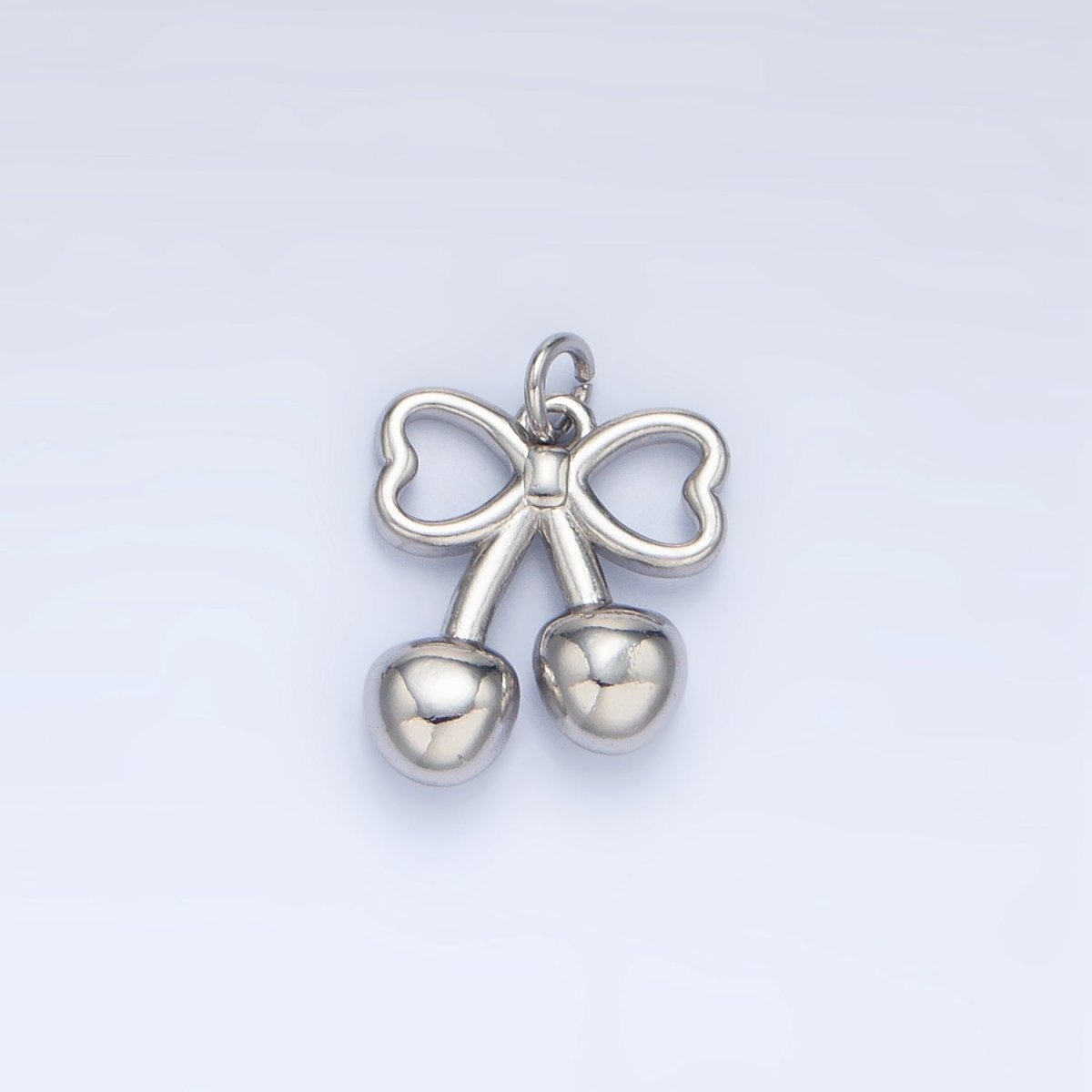 24K Gold Filled Mini Cherry Bow Ribbon Multidimensional Charm in Gold & Silver | N1345