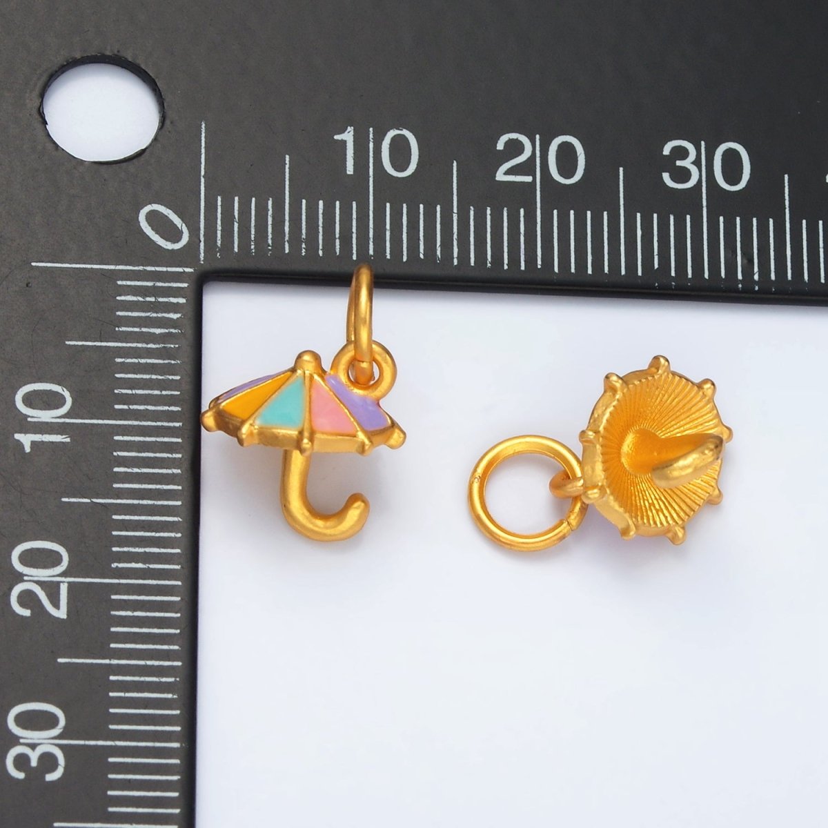 24K Gold Filled Mini Children's Enamel Open Umbrella Charm | M143 - DLUXCA