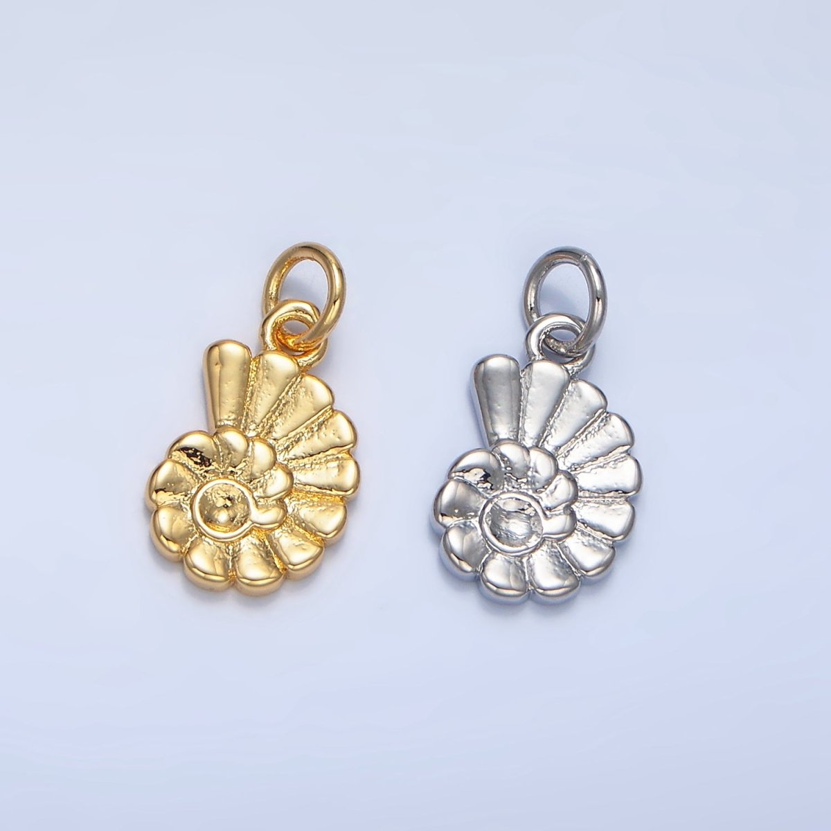 24K Gold Filled Mini Circular Sea Clam Shell Charm in Gold & Silver | X858