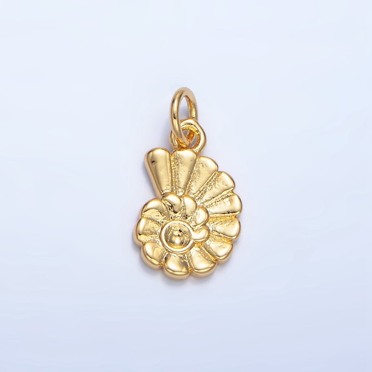 24K Gold Filled Mini Circular Sea Clam Shell Charm in Gold & Silver | X858