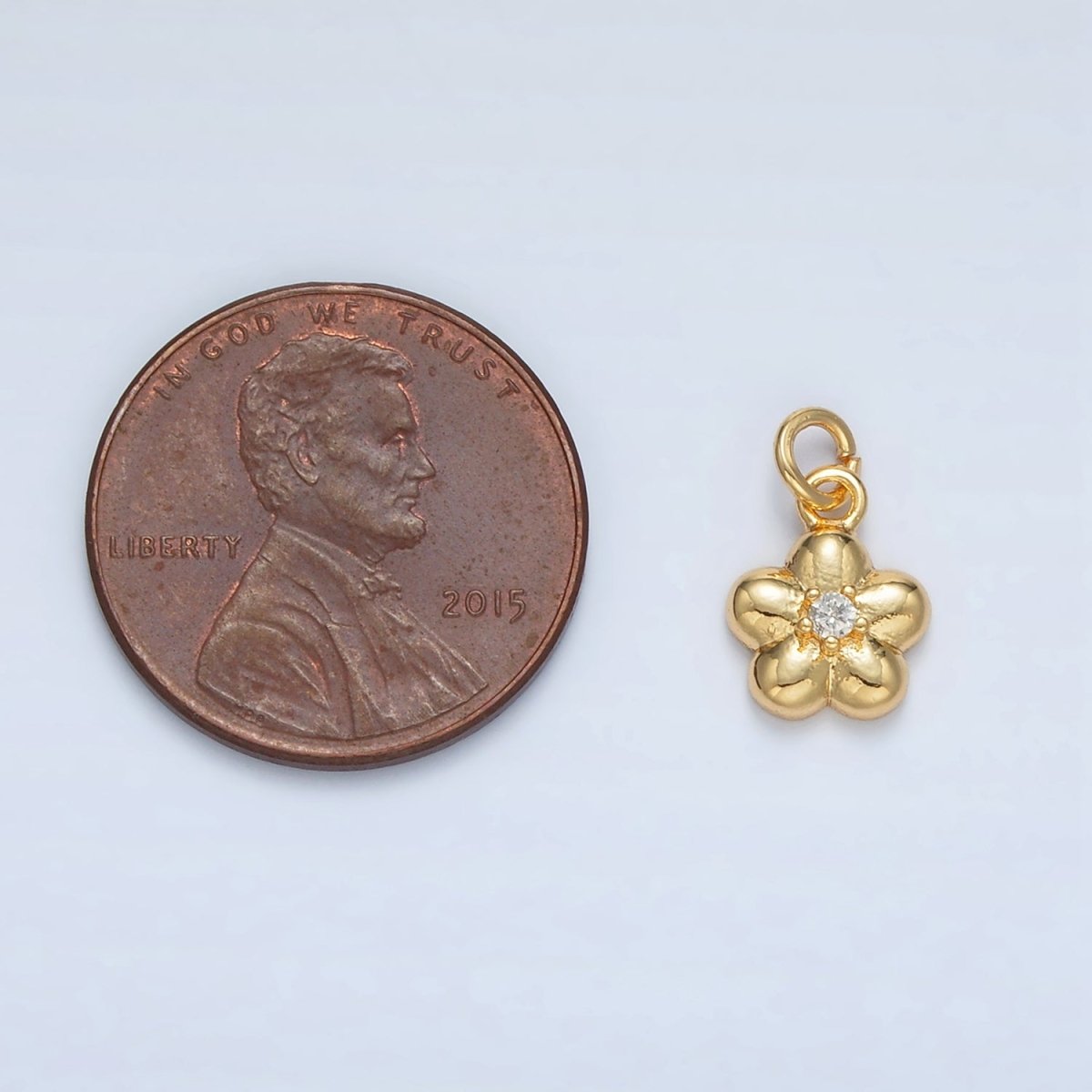 24K Gold Filled Mini CZ Daisy Flower Charm | AC164 - DLUXCA