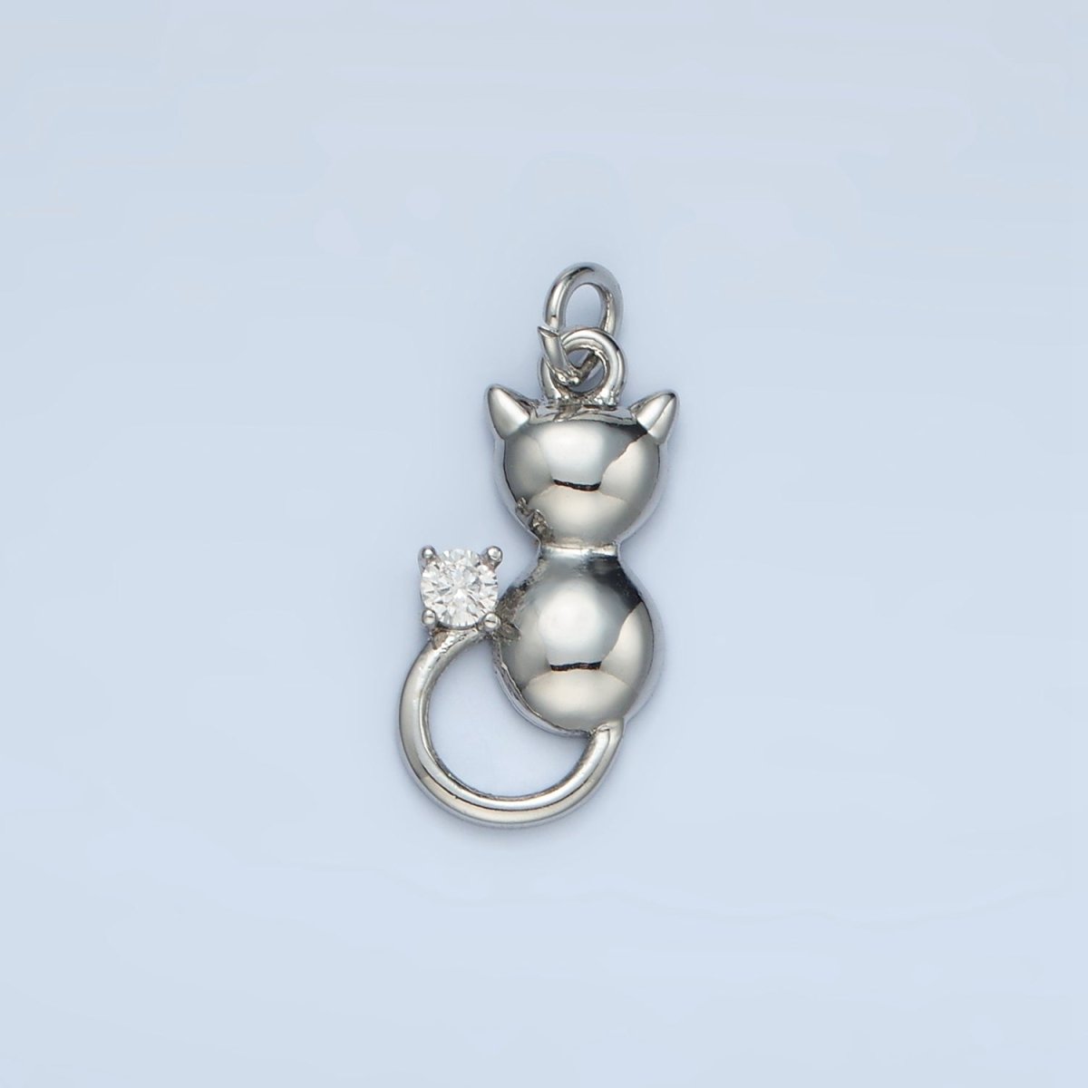 24K Gold Filled Mini CZ Kitten Cat Pet Animal Charm in Gold & Silver | E380