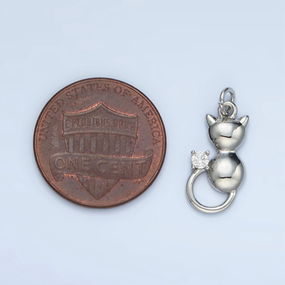 24K Gold Filled Mini CZ Kitten Cat Pet Animal Charm in Gold & Silver | E380