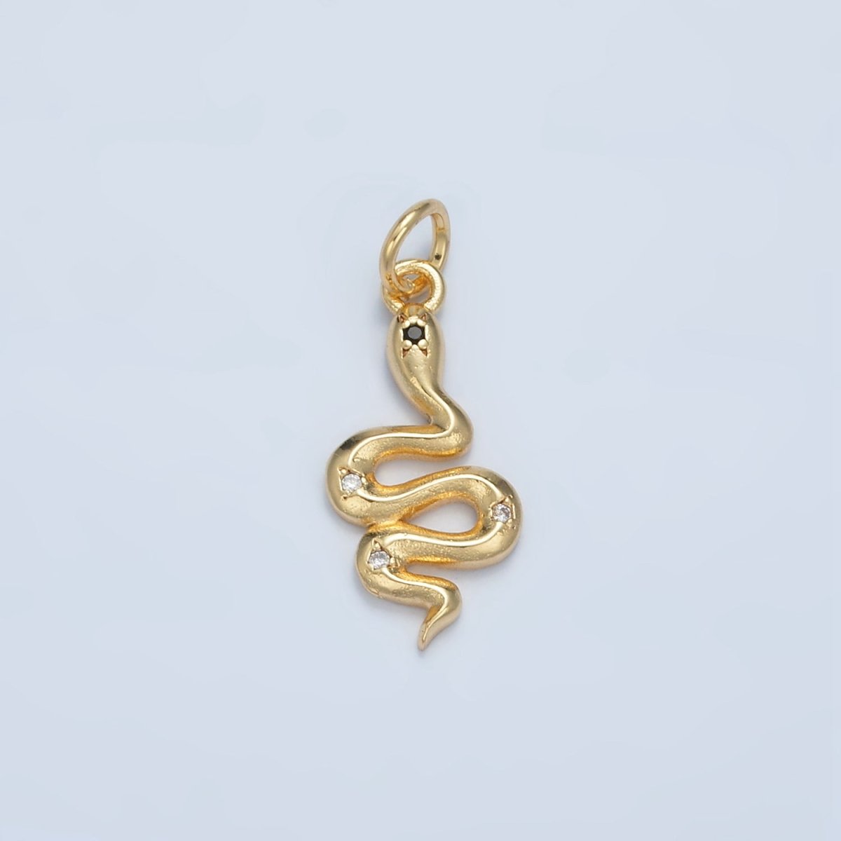 24K Gold Filled Mini CZ Slither Snake Serpent Charm | E732 - DLUXCA