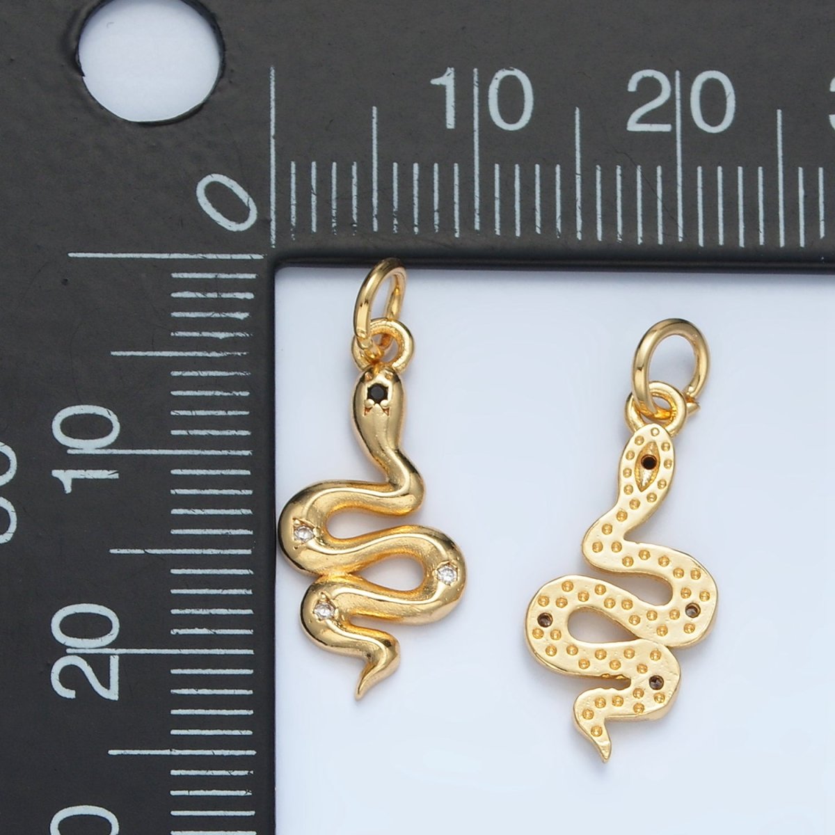 24K Gold Filled Mini CZ Slither Snake Serpent Charm | E732 - DLUXCA