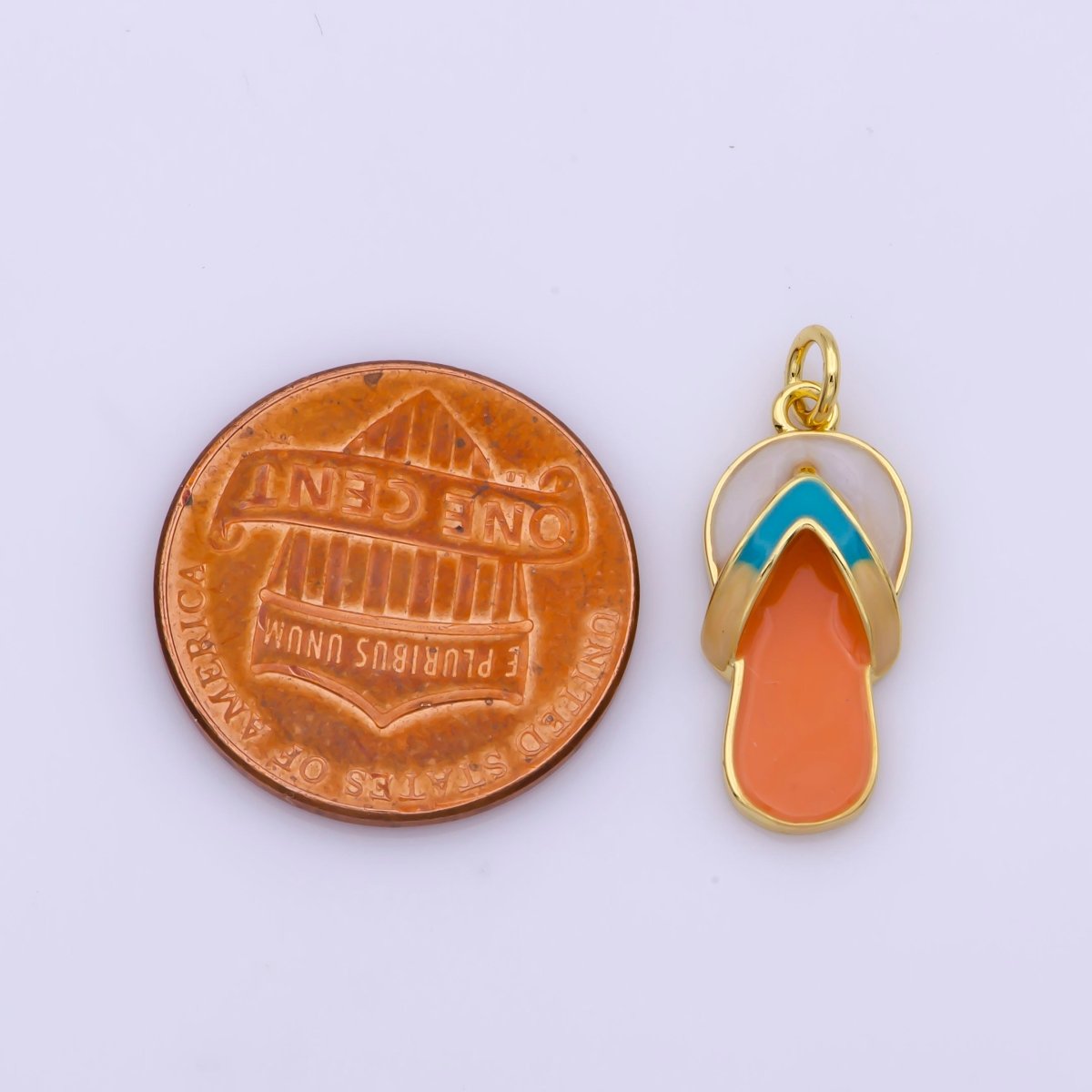 24K Gold Filled Mini Enamel Flip Flop Sandal Summer Beach Inspired Charm| M-813
