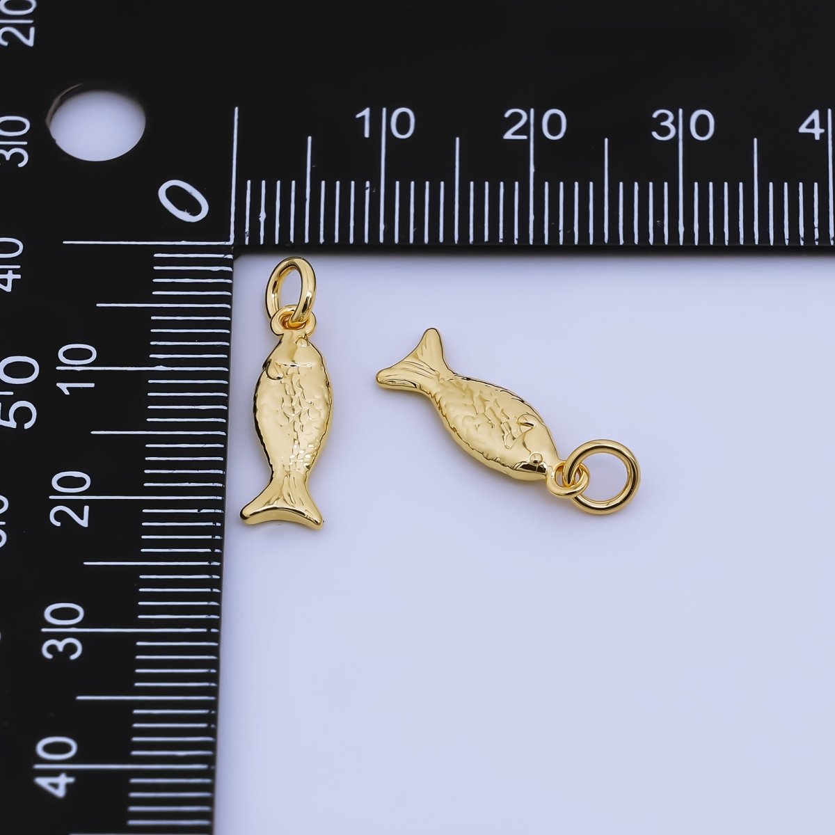 24K Gold Filled Mini Fish Charm Ocean Under the Sea Pendant | AJ - 464 - DLUXCA