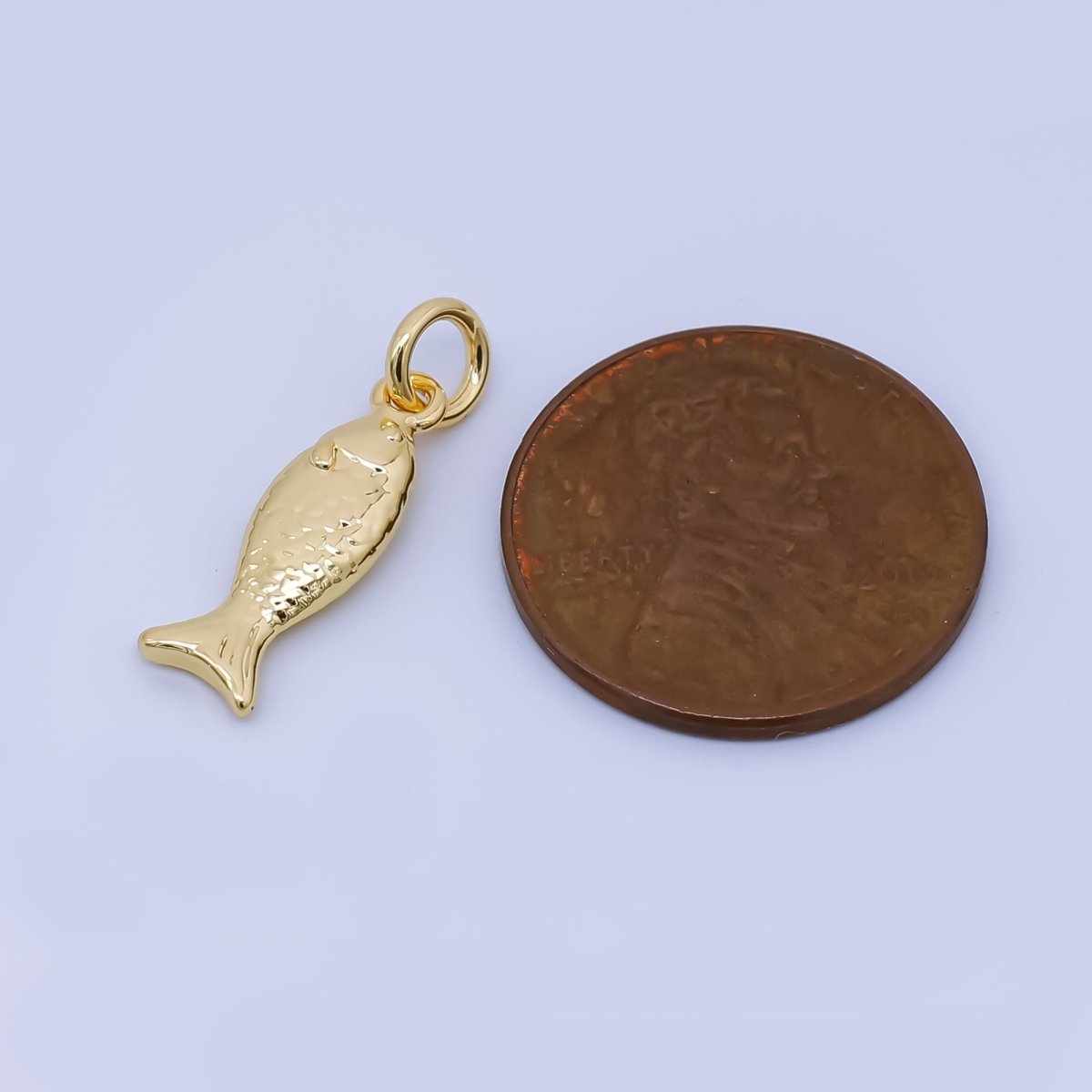24K Gold Filled Mini Fish Charm Ocean Under the Sea Pendant | AJ - 464 - DLUXCA