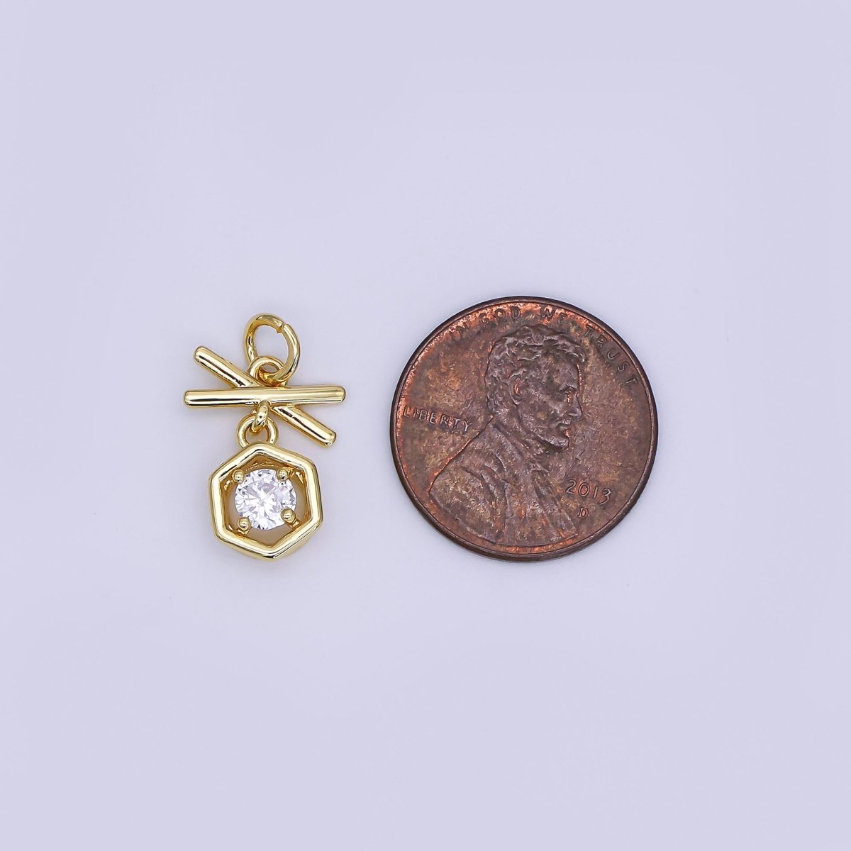 24K Gold Filled Mini Geometric Charm Micro Pave CZ Pendant | AJ - 350 - DLUXCA