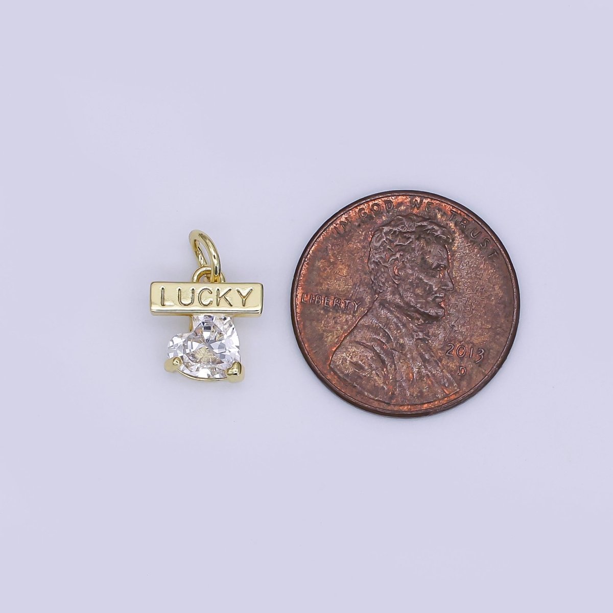 24K Gold Filled Mini Heart CZ Lucky Charm | AJ - 360 - DLUXCA