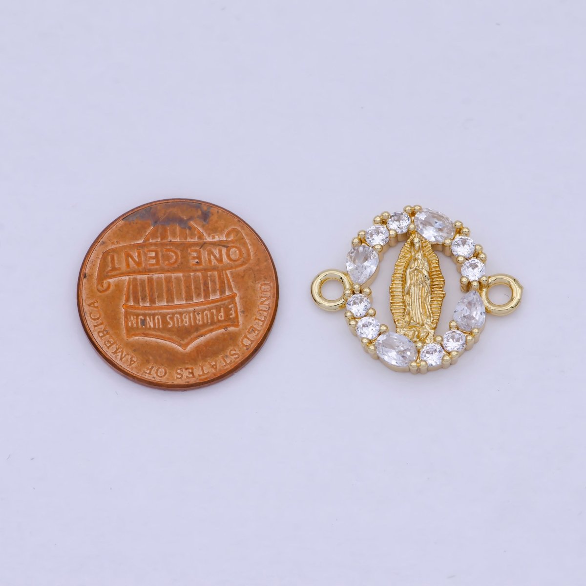 24K Gold Filled Mini Lady Guadalupe Charm Connector for Bracelet Link Connector G-910