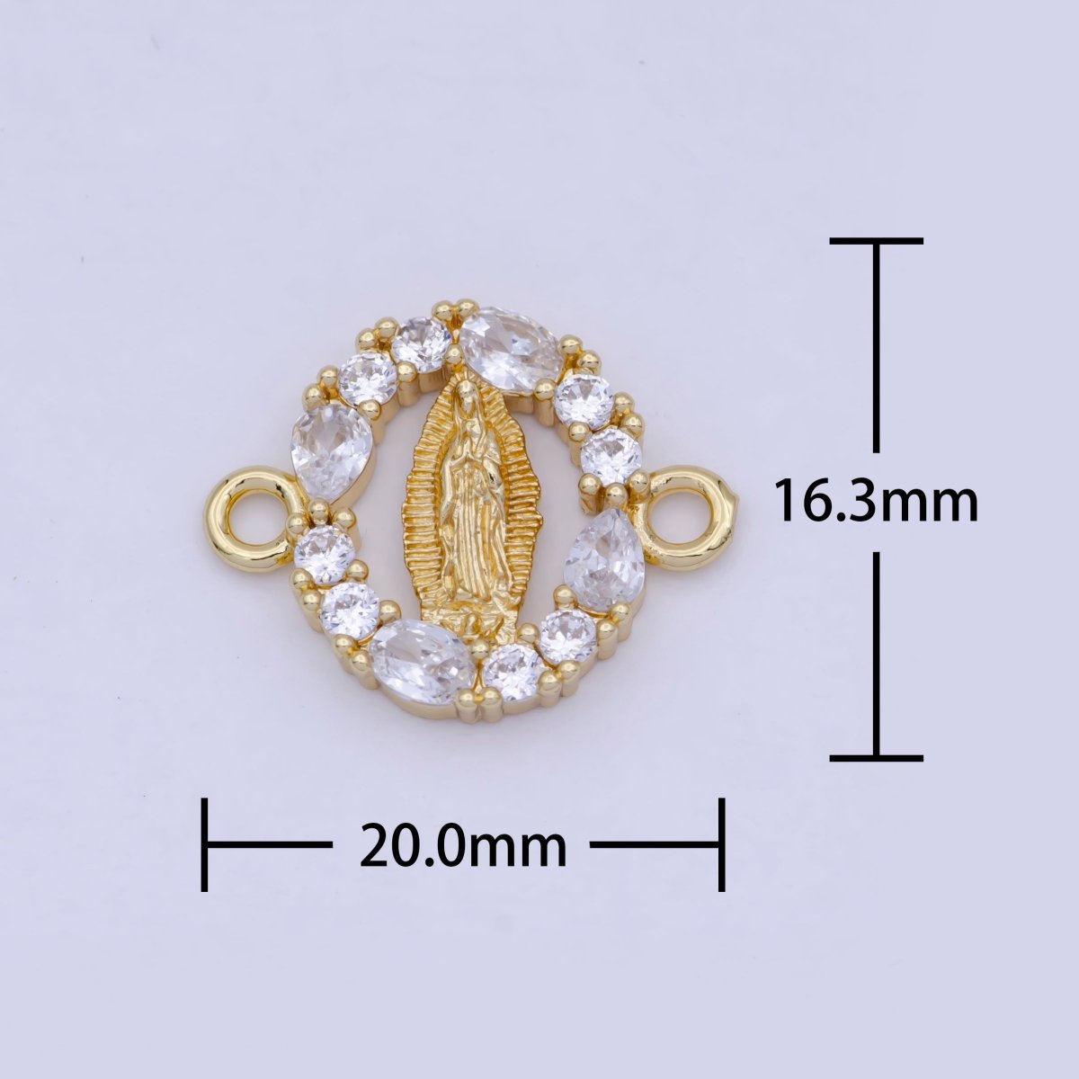 24K Gold Filled Mini Lady Guadalupe Charm Connector for Bracelet Link Connector G-910