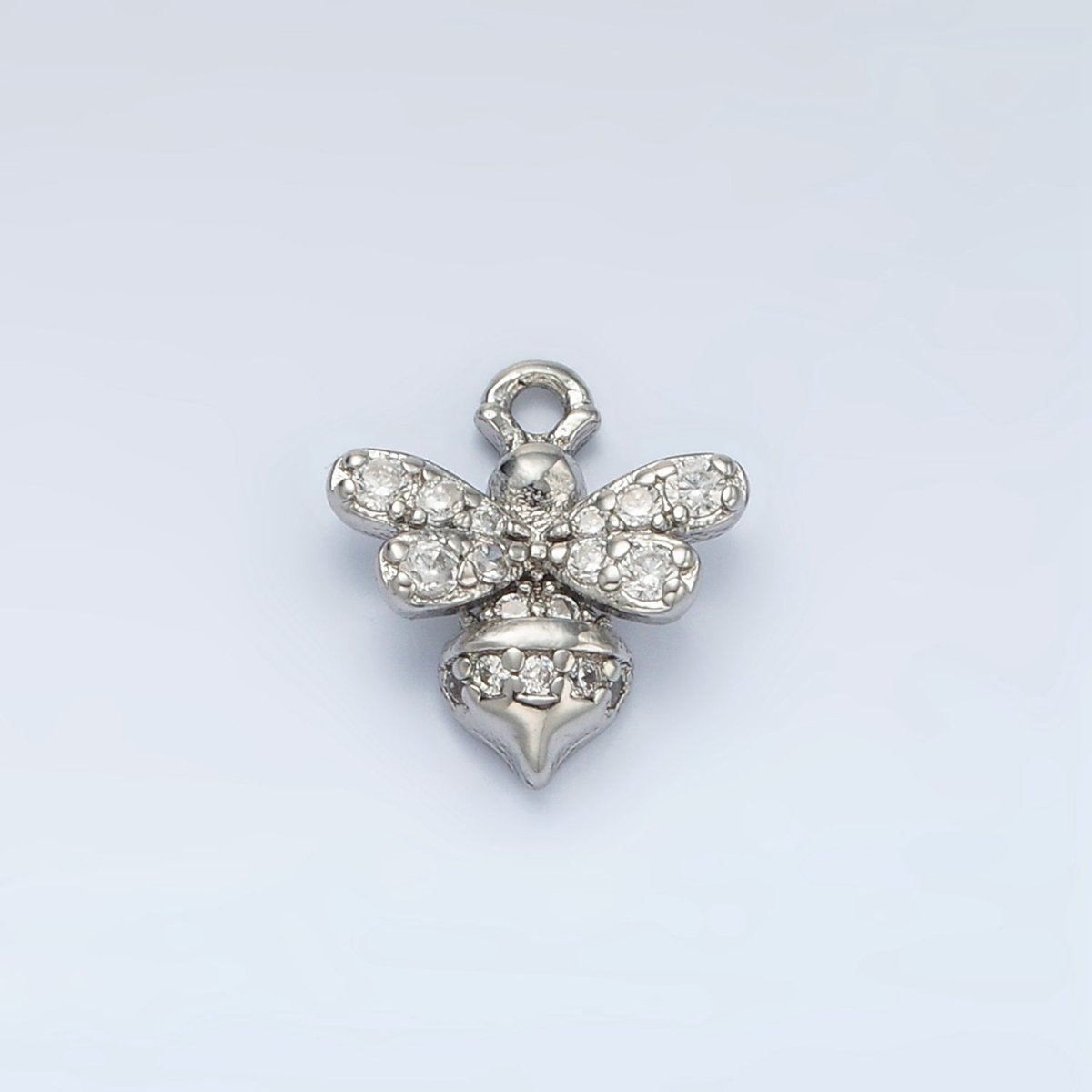 24K Gold Filled Mini Micro Paved CZ Bumble Queen Bee Charm in Gold & Silver | AG869