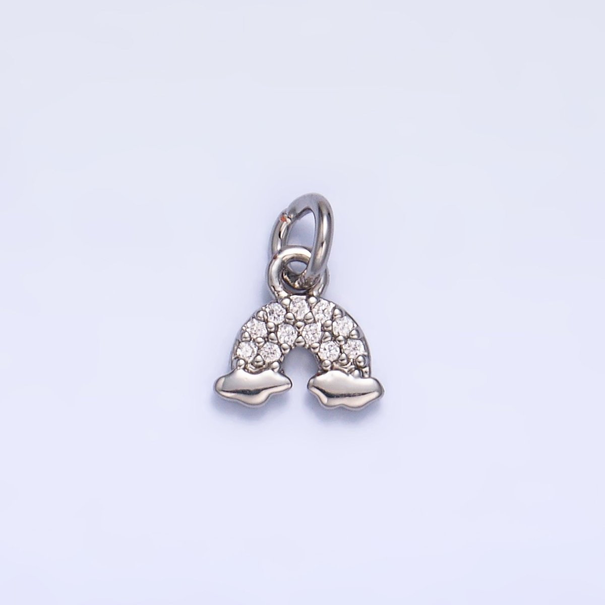 24K Gold Filled Mini Micro Paved CZ Rainbow Charm in Gold & Silver | W378