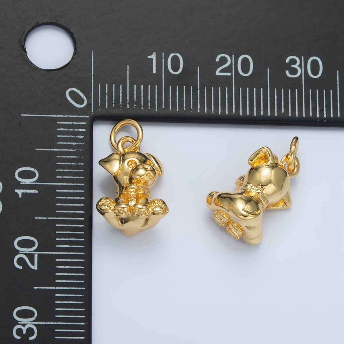 24K Gold Filled Mini Multidimensional Minimalist Puppy Dog Pet Animal Charm | AG895 - DLUXCA