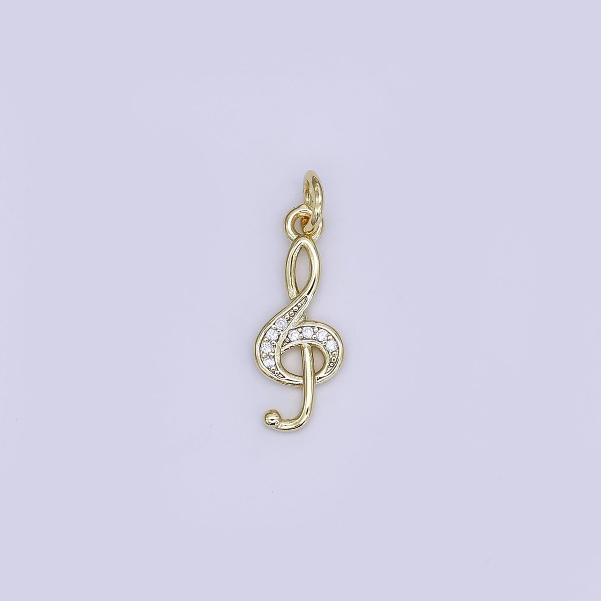 24K Gold Filled Mini Music Notes Charm Micro Pave CZ Pendant | AJ - 364 - DLUXCA