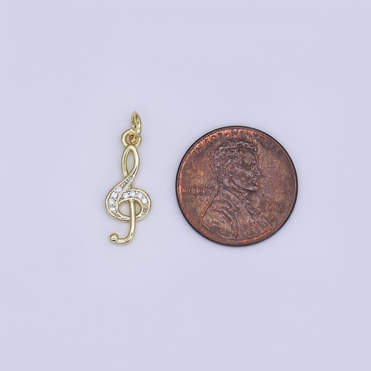24K Gold Filled Mini Music Notes Charm Micro Pave CZ Pendant | AJ - 364 - DLUXCA