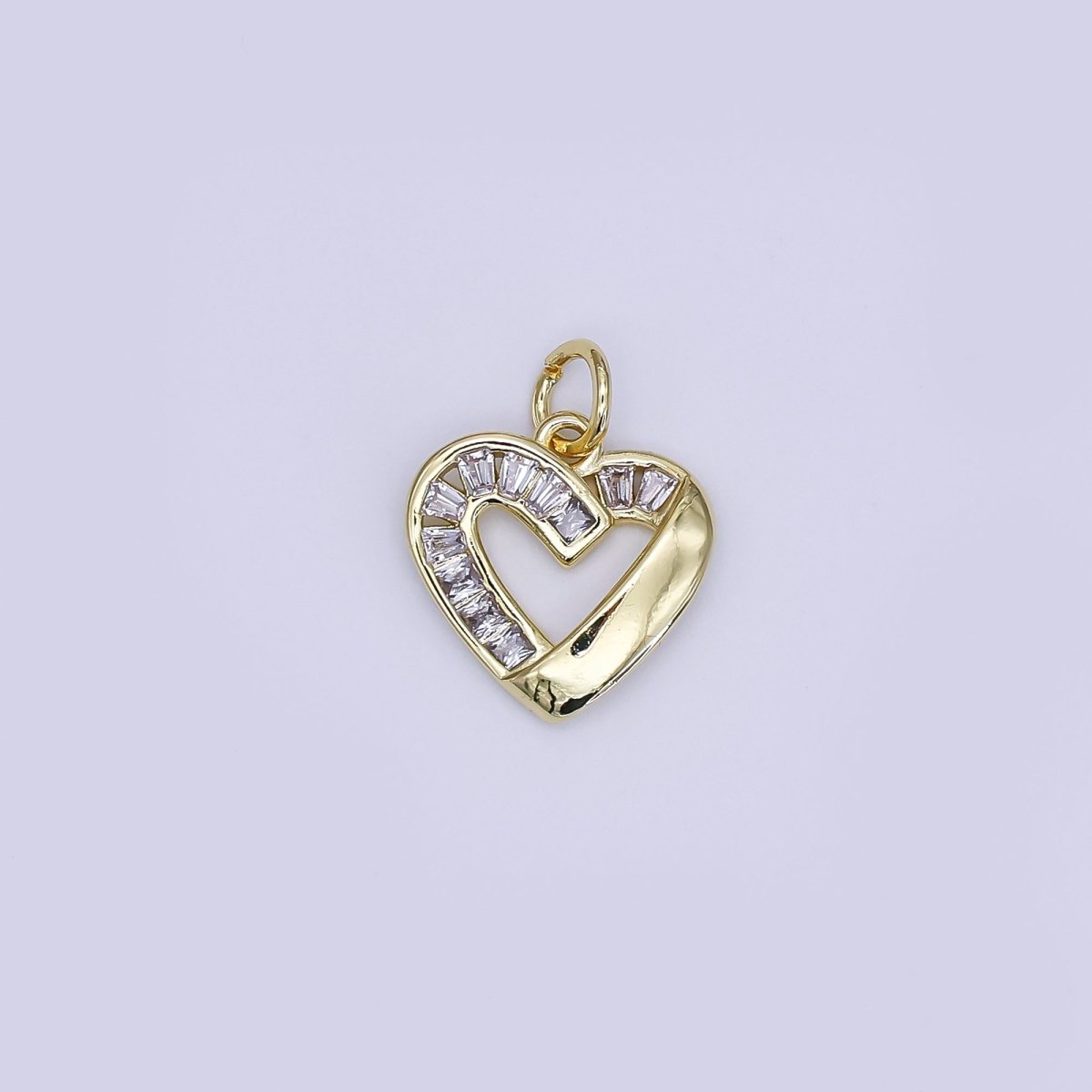 24K Gold Filled Mini Open Heart Charm Micro Pave CZ Pendant | AJ - 357 - DLUXCA