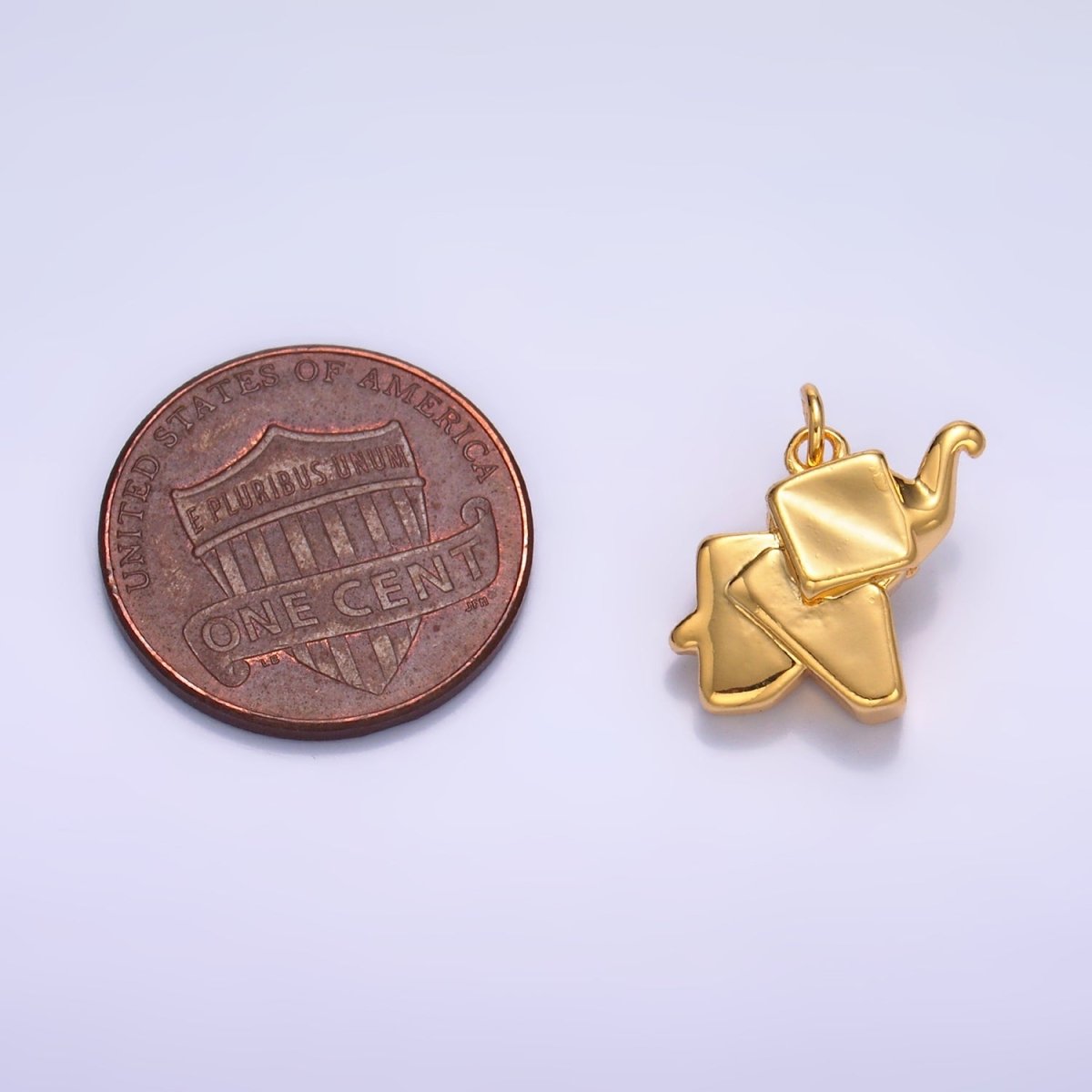 24K Gold Filled Mini Origami Elephant Animal 3D Multidimensional Charm in Gold & Silver | W245