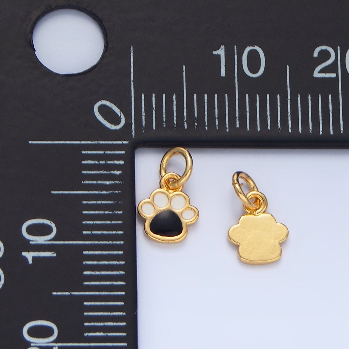 24K Gold Filled Mini Pet Animal Paw Print Enamel Charm | X829 - DLUXCA